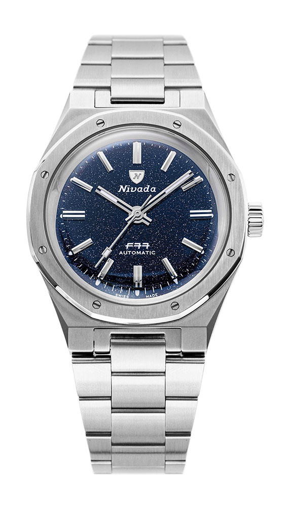 Nivada Grenchen F77 Stainless Steel Dark Blue Aventurine