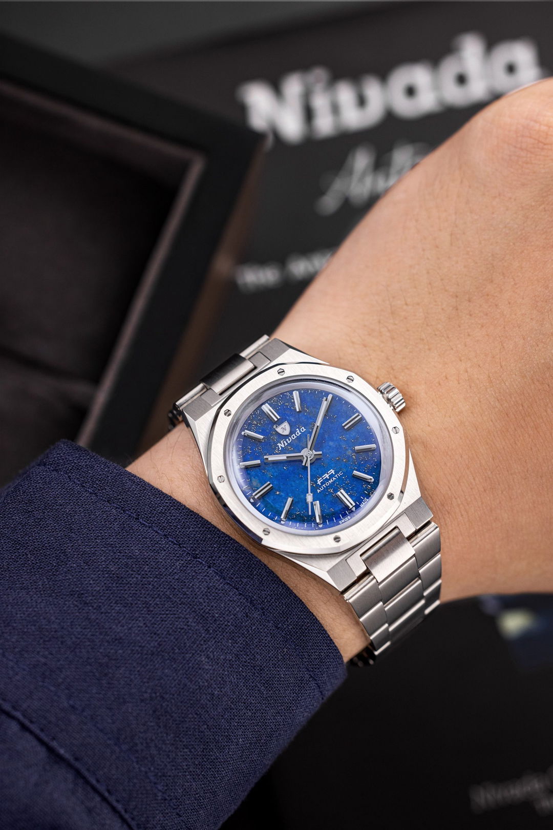 Nivada Grenchen F77 Stainless Steel Lapis Lazuli – 68009A77