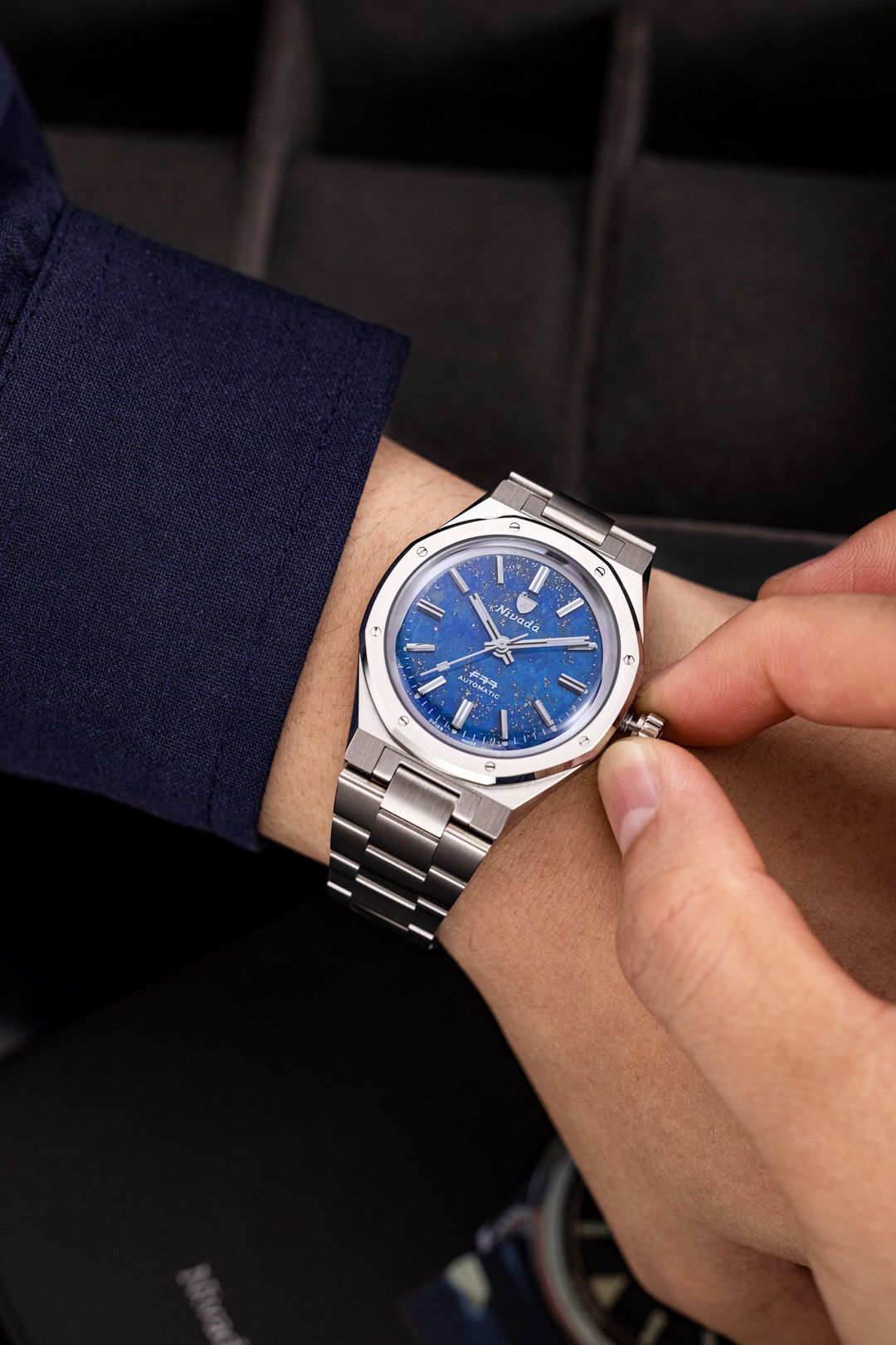 Nivada Grenchen F77 Stainless Steel Lapis Lazuli – 68009A77
