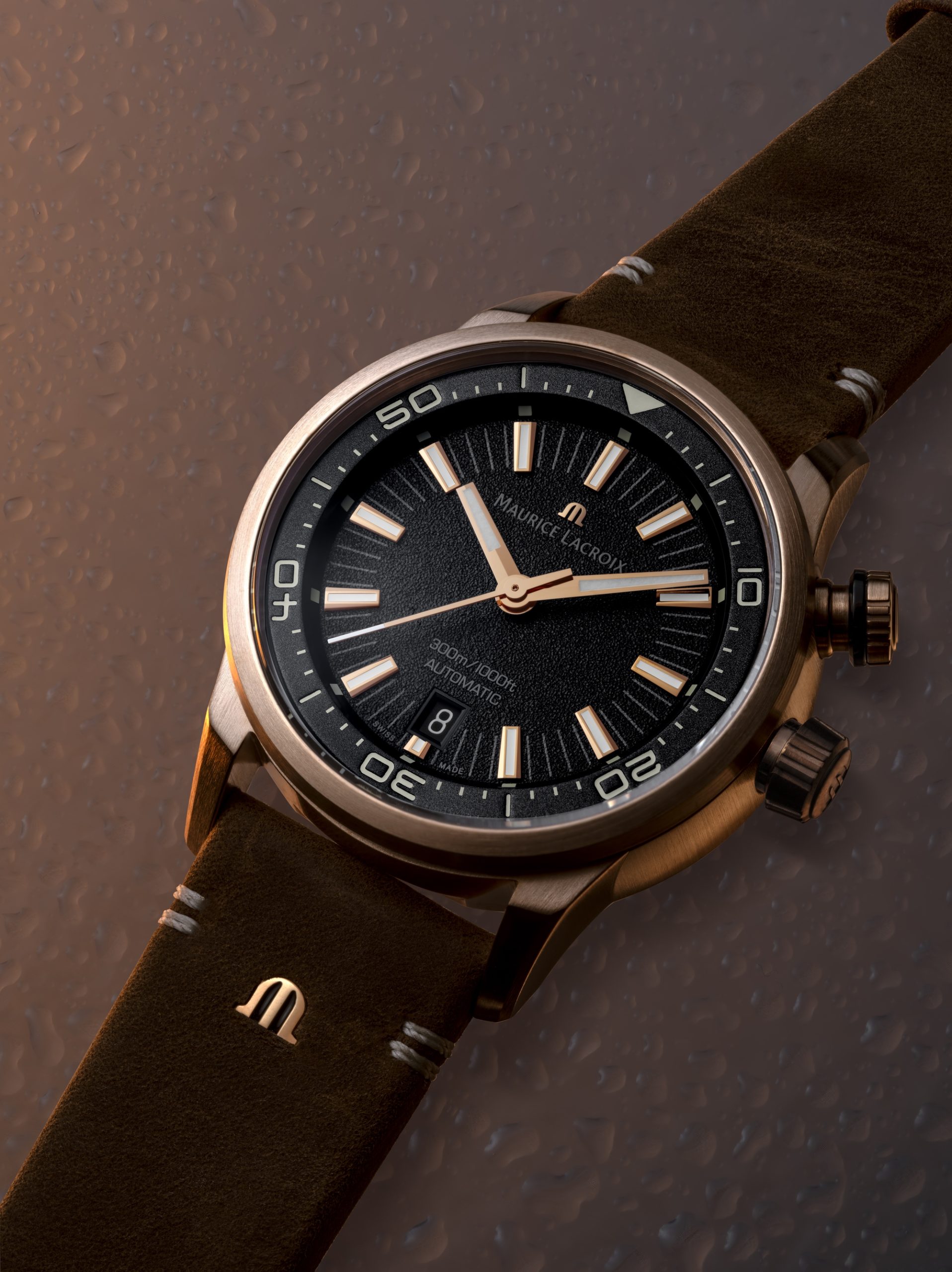 Maurice Lacroix 機械式時計 ブラウンレザー Maurice Lacroix Pontos S Diver Bronze – PT6248-BRZ01-330-3