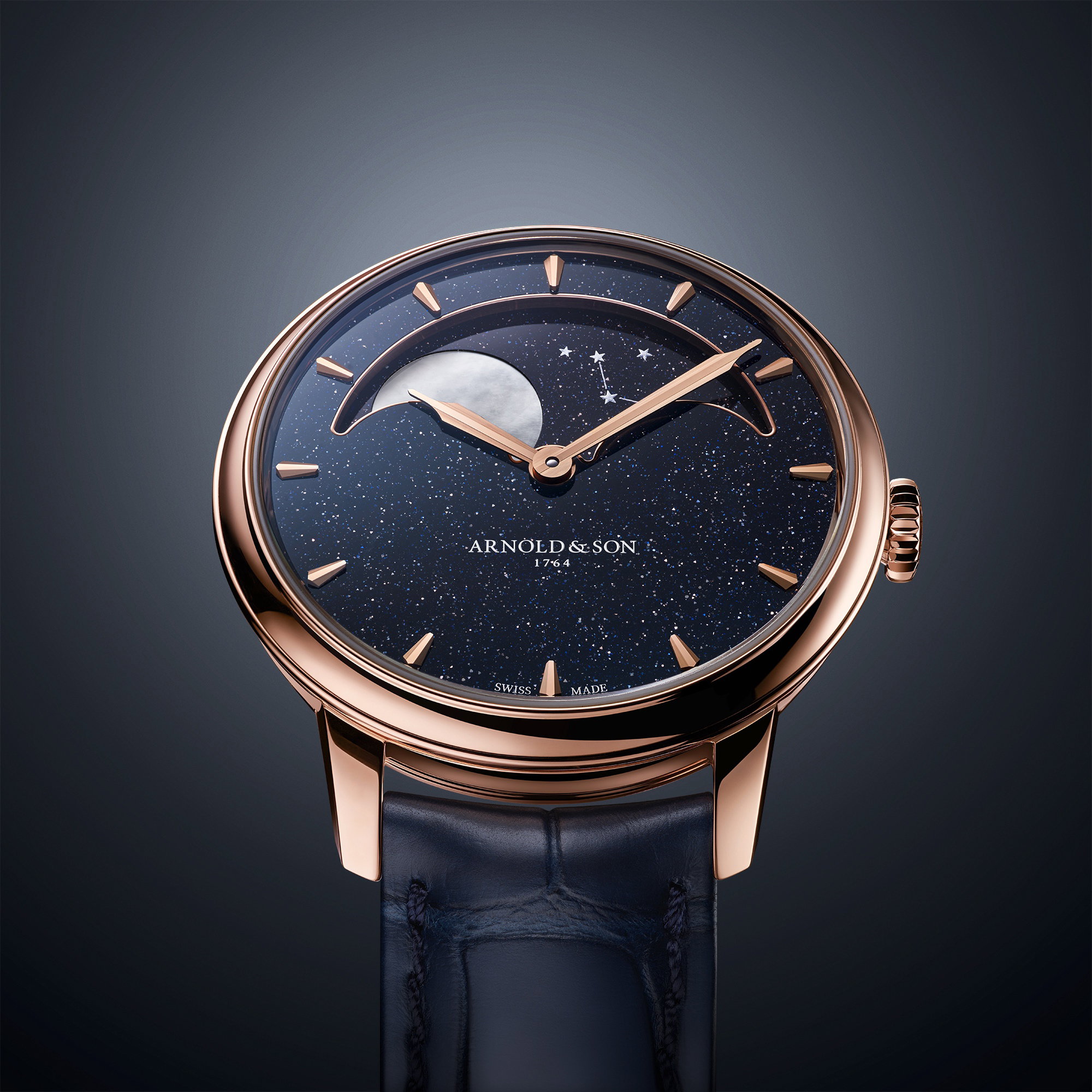 Arnold & Son Perpetual Moon 38 Red Gold Blue Aventurine