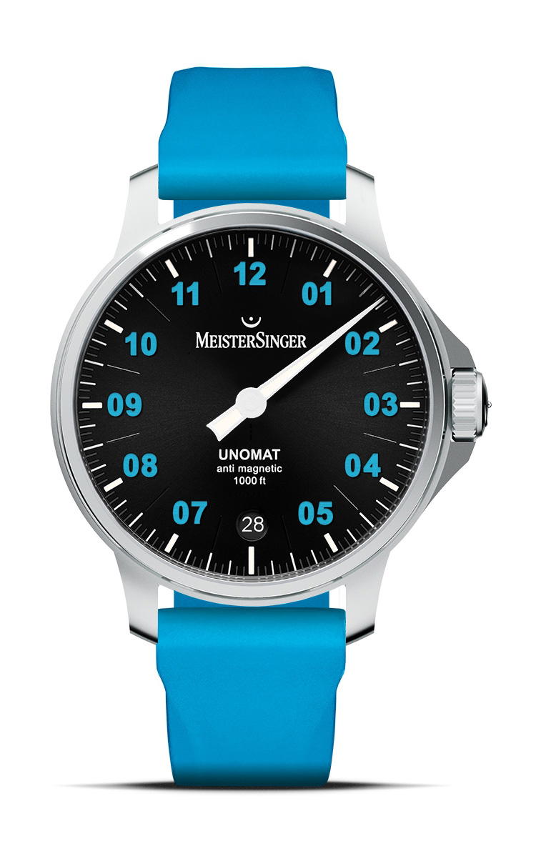 MeisterSinger Unomat Black with Arctic Blue