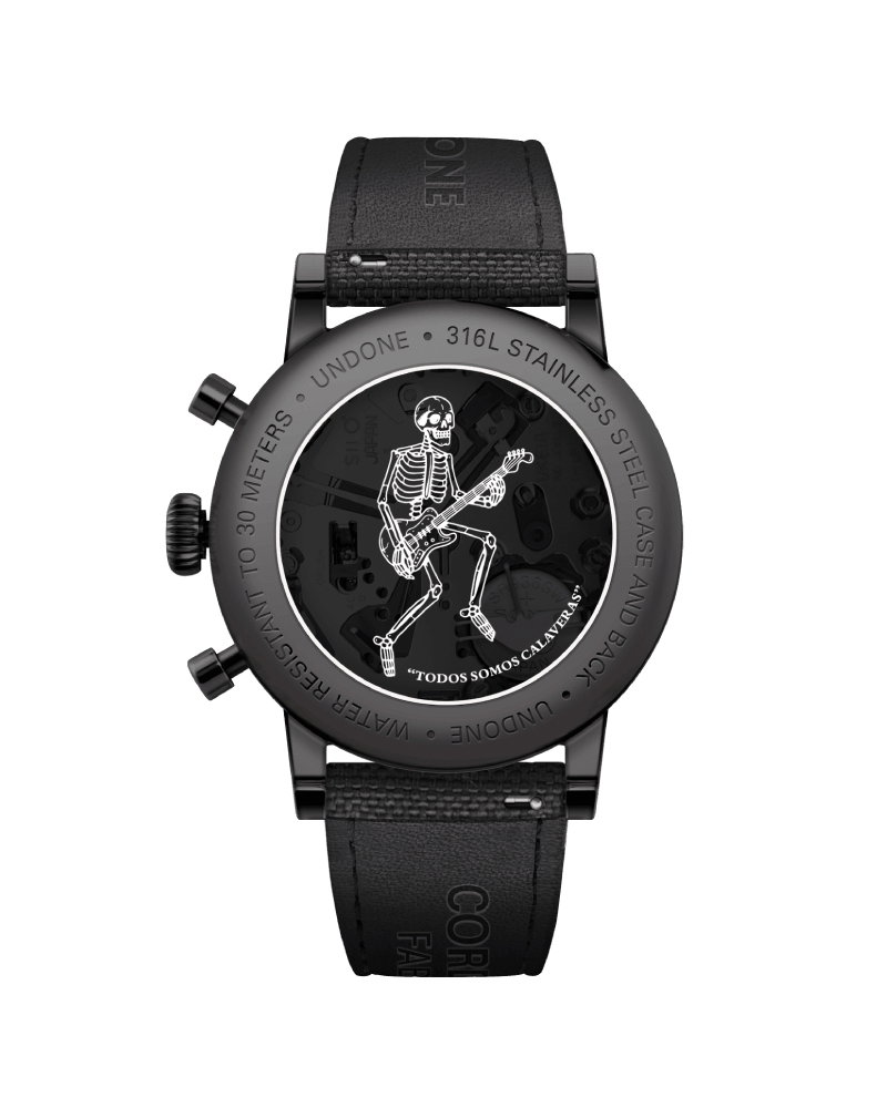 Orologio Undone Calavera Neón: Cronografo Ibrido Quarzo-meccanico Con Quadrante Fluorescente E Cassa In Acciaio Nero