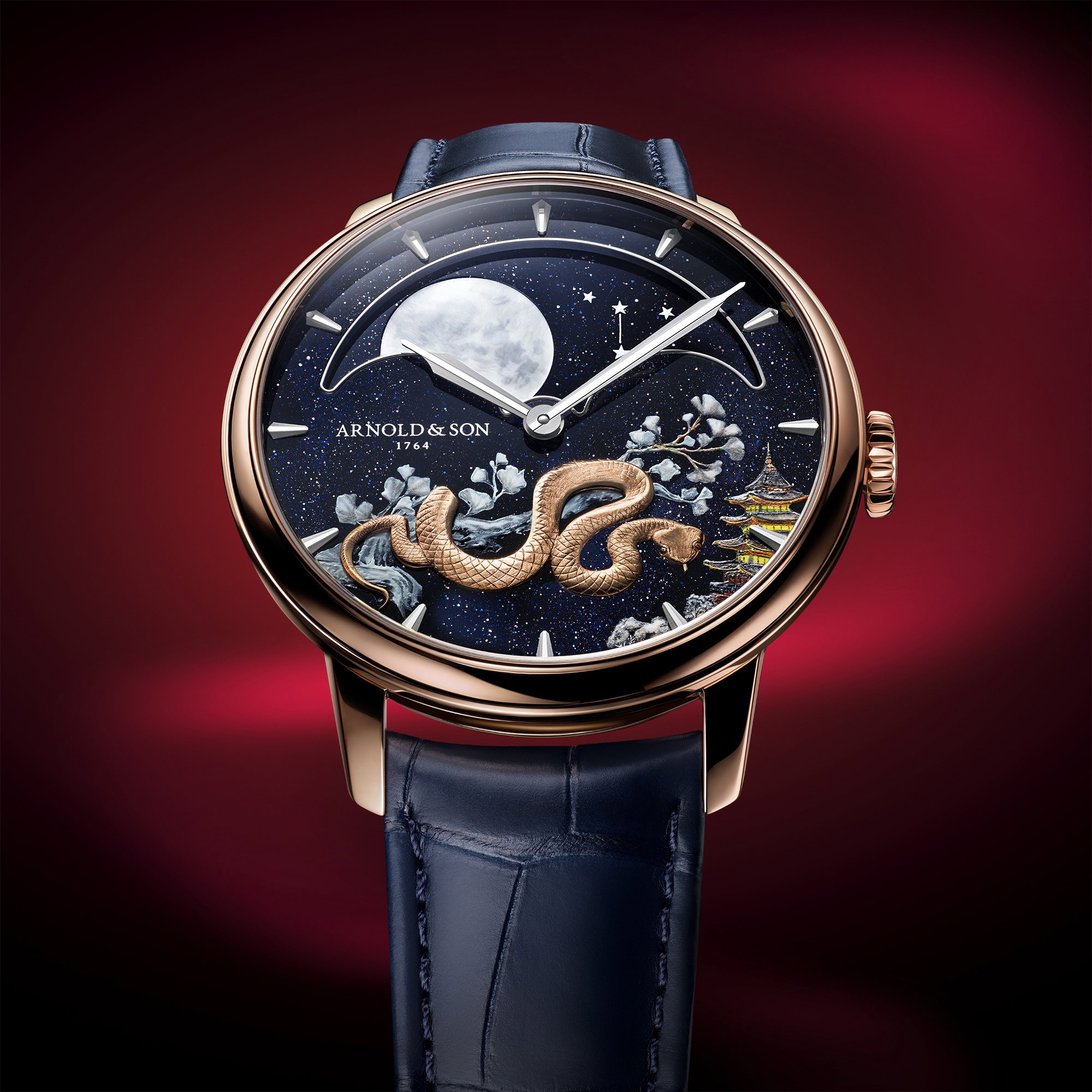 Arnold & Son Perpetual Moon 41.5 Red Gold "Year of the Snake"