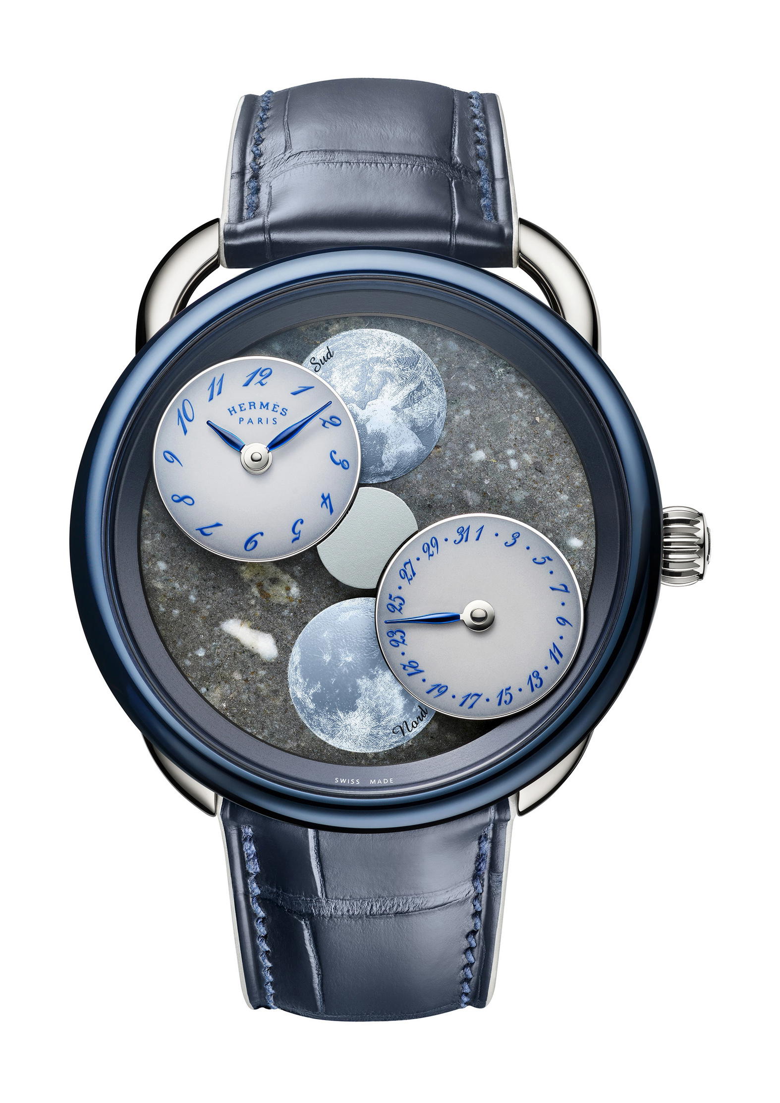 Hermès Arceau L'Heure de la Lune Blue Grey Moon Set