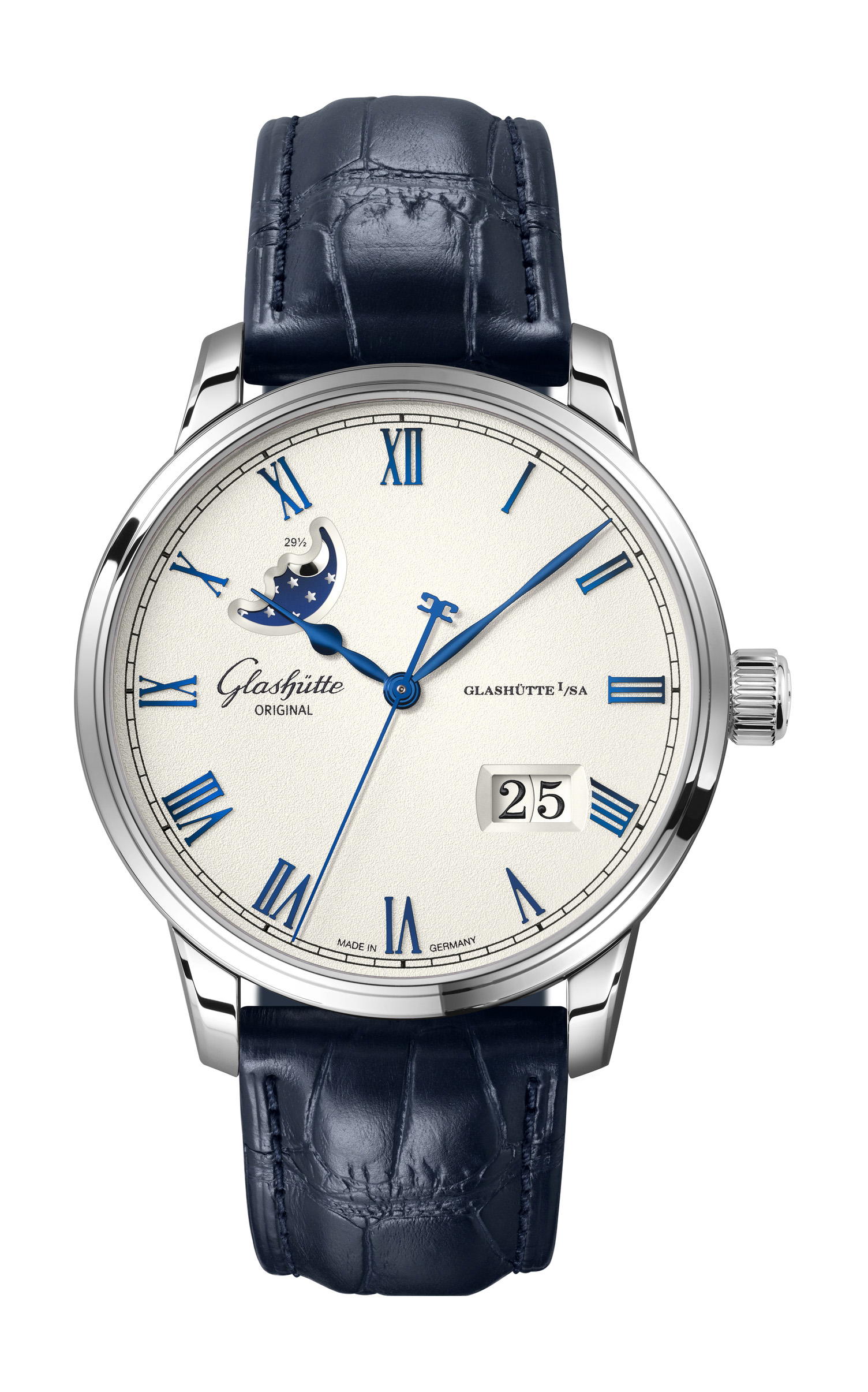 Glashütte Original Senator Excellence Panorama Date Moon Phase Frosted Silver