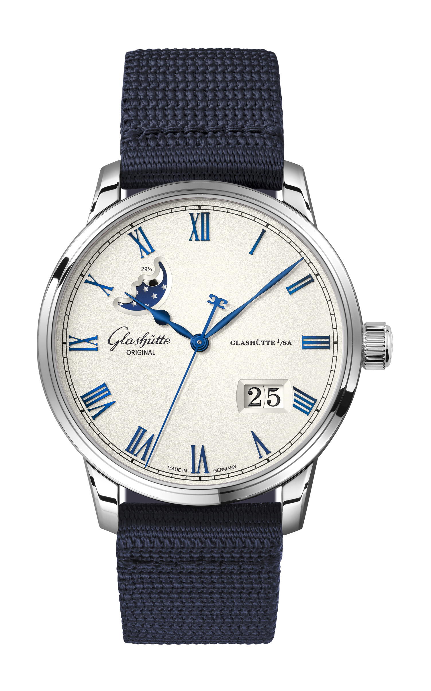 Glashütte Original Senator Excellence Panorama Date Moon Phase Frosted Silver