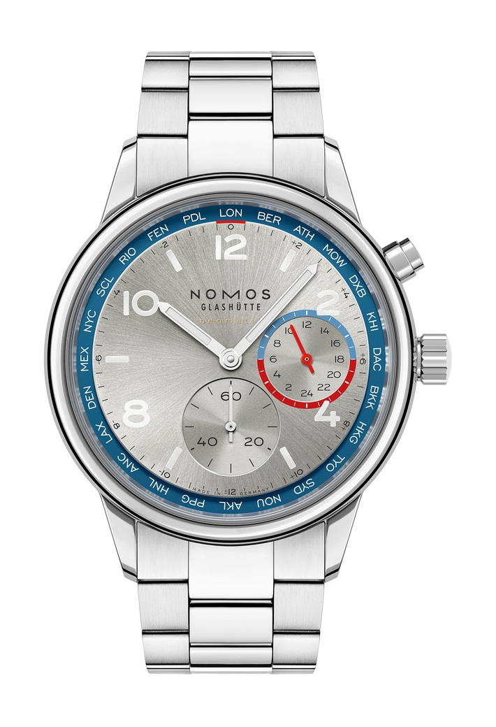 Nomos Glashütte Club Sport neomatik Worldtimer silver