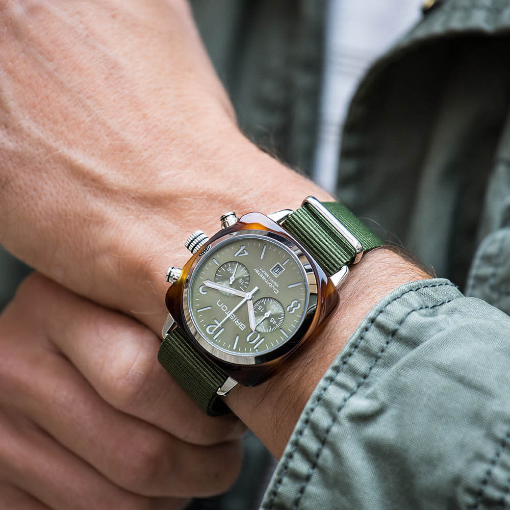 Briston Clubmaster Classic Chrono Olive Green