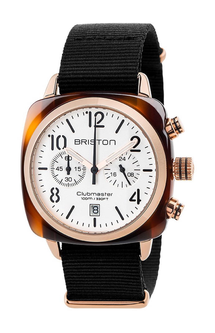 Briston Clubmaster Classic Chrono Rose Gold White