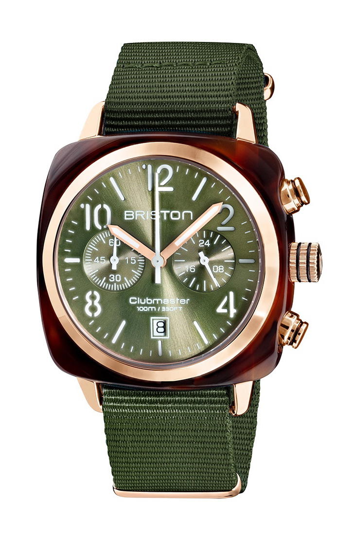 Briston Clubmaster Classic Chrono Rose Gold Green