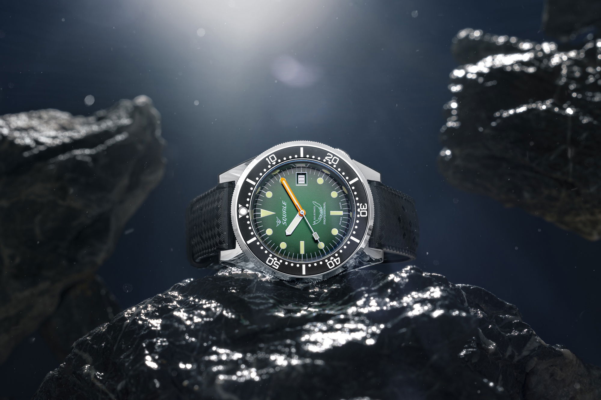 Squale 1521 Green Ray Rubber