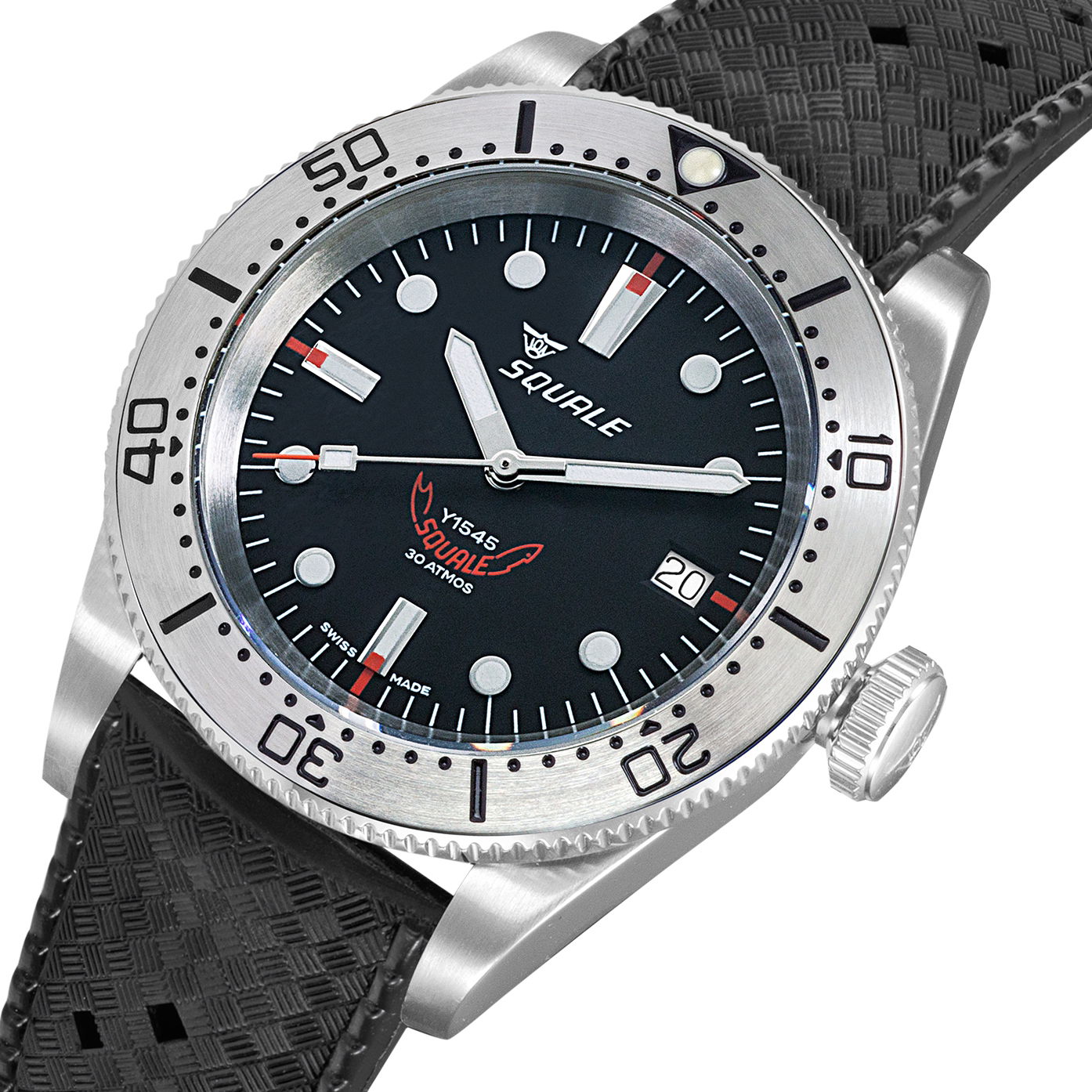 Squale 1545 Steel Black Rubber