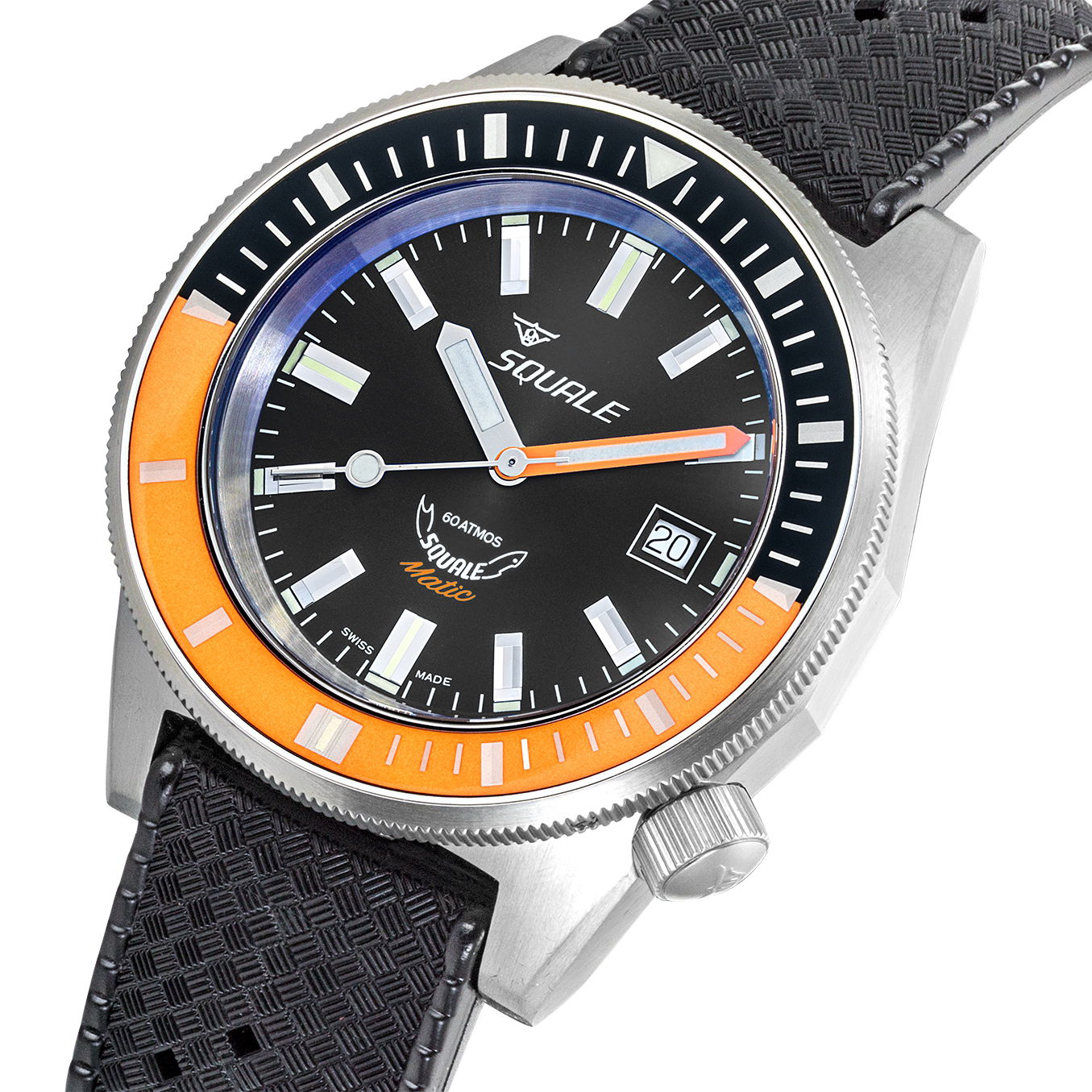 Squale Matic Satin Orange Rubber