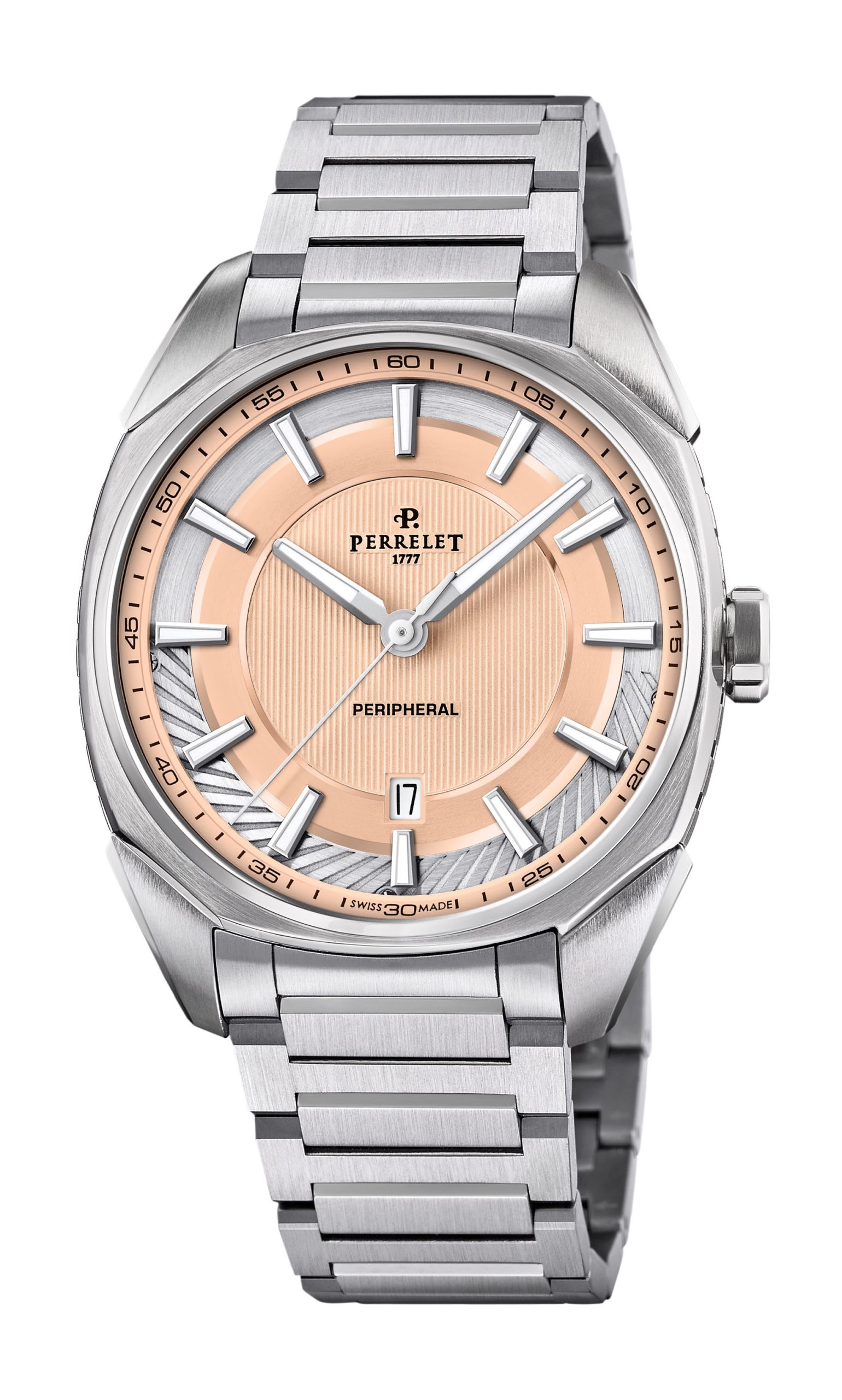 Perrelet LAB Peripheral 3 Hands &amp; Date Salmon