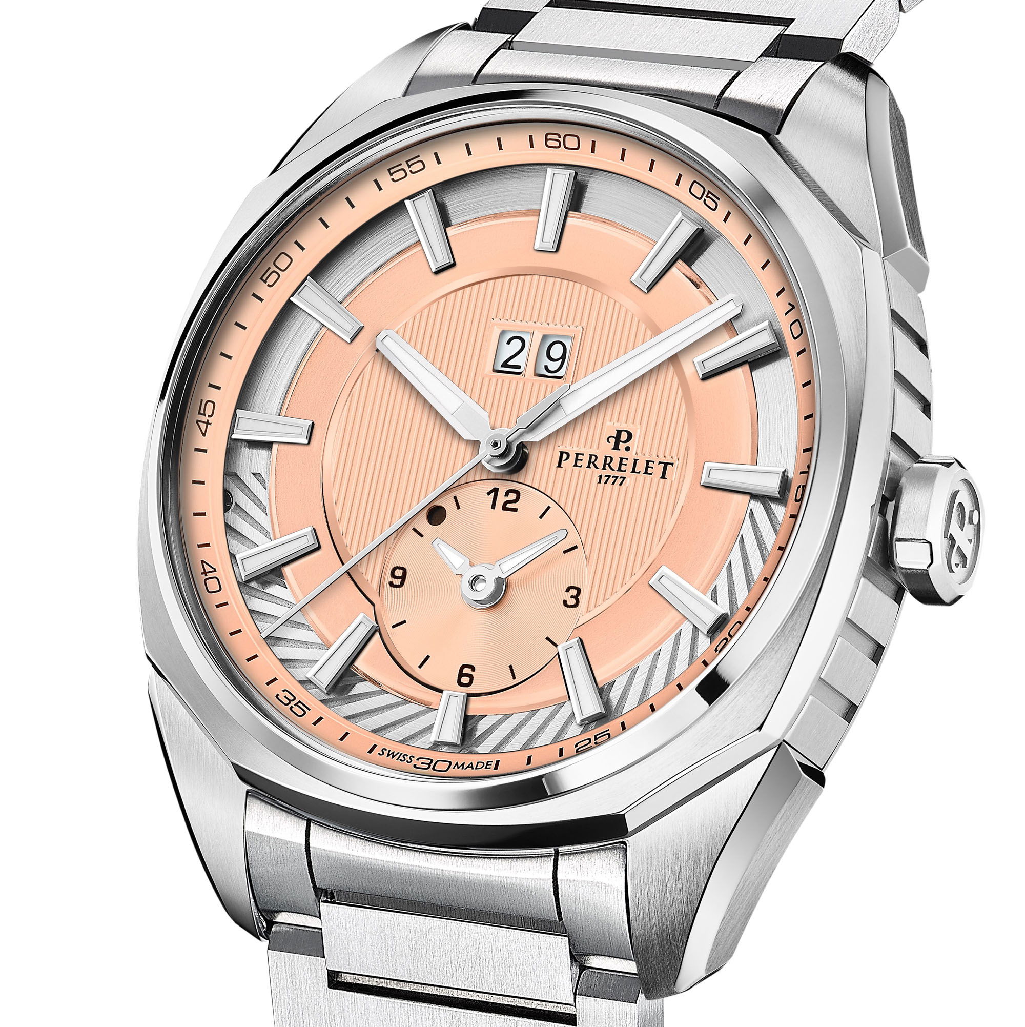Perrelet LAB Peripheral 3 Hands &amp; Date Salmon