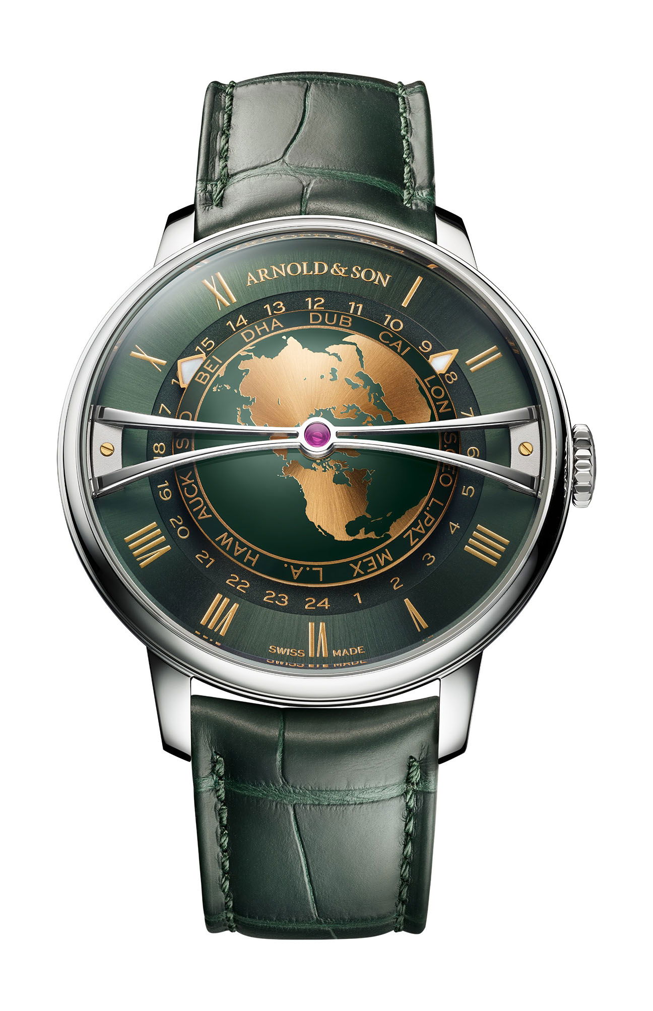 arnold Arnold & Son Globetrotter 42 Steel Greenwich Green – The