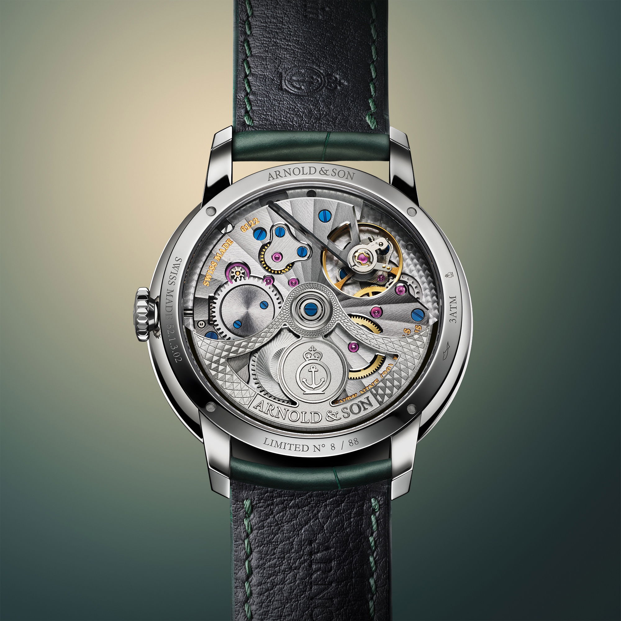 Arnold &amp; Son Globetrotter 42 Steel Greenwich Green