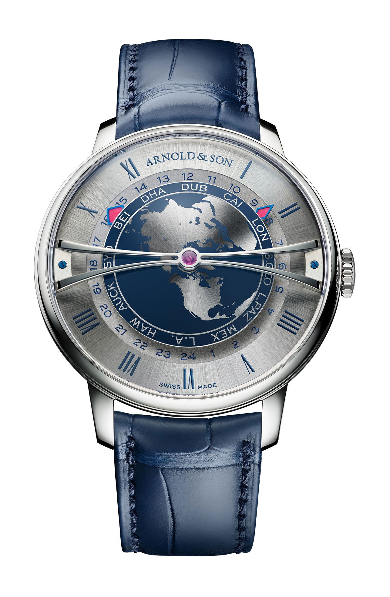 arnold Arnold & Son Globetrotter 42 Steel Greenwich Green – The