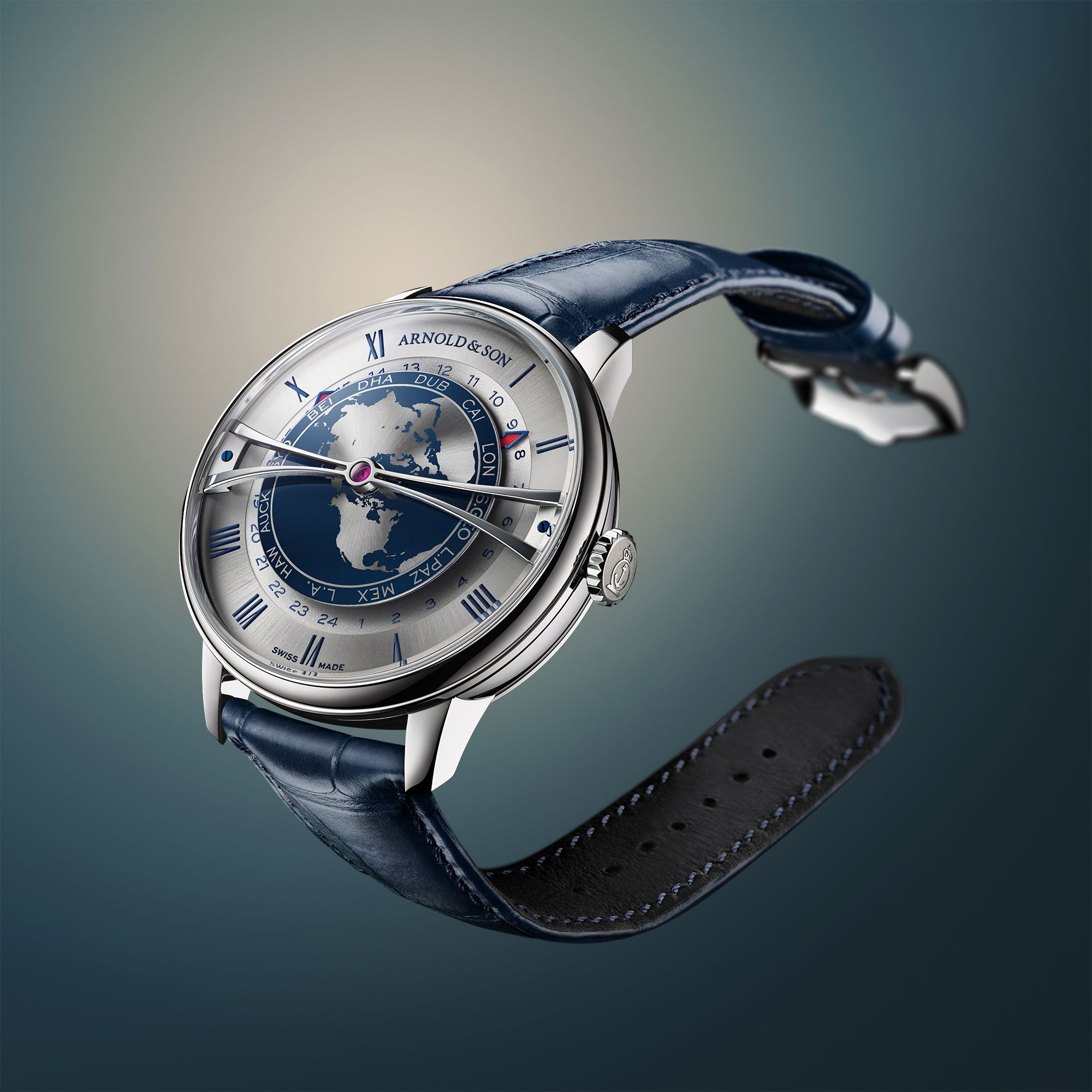 天座 小瓶・FINLANDIA・SANDEMAN Arnold & Son Globetrotter 42 Steel Greenwich Green – The