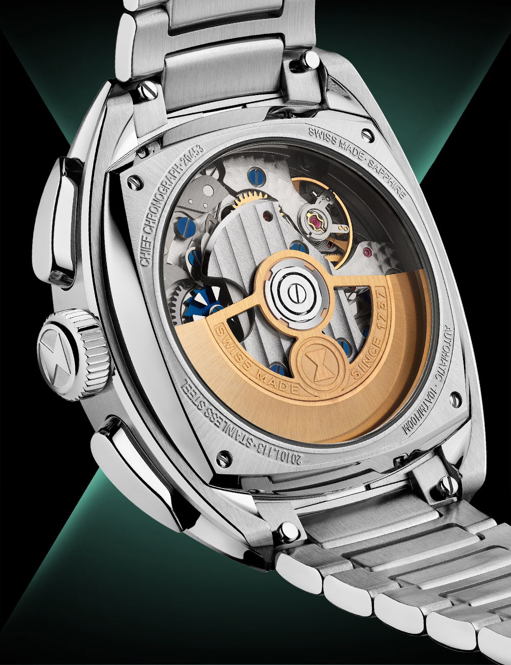 Favre Leuba Chief Chronograph British Racing Green caseback