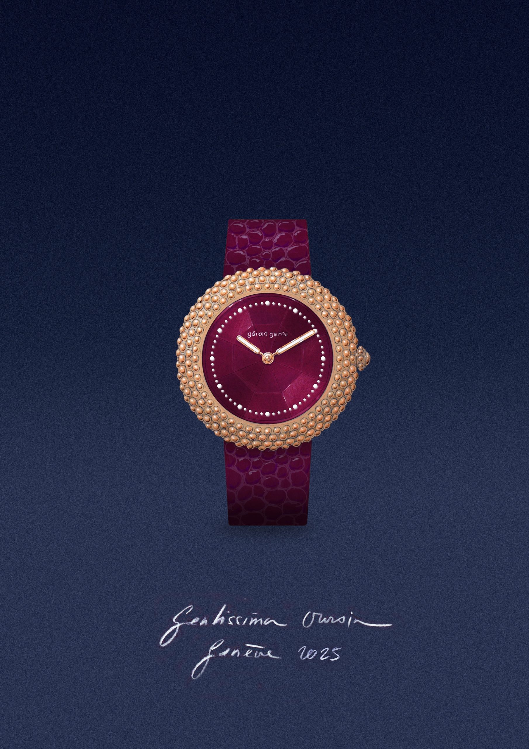 Gerald Genta Gentissima Oursin 36 Burgundy