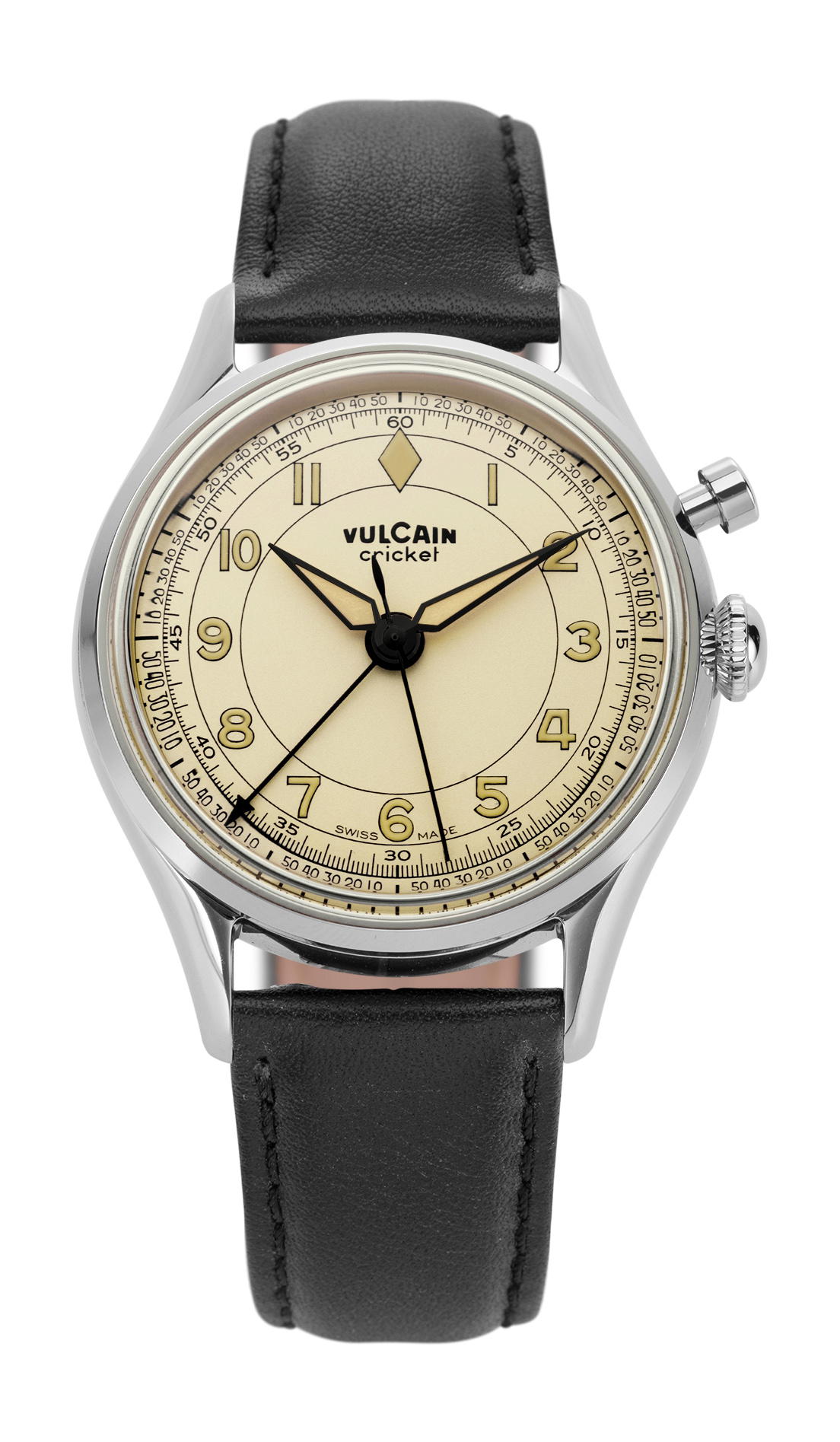 Vulcain Cricket Classique 39 Eggshell Plain Black