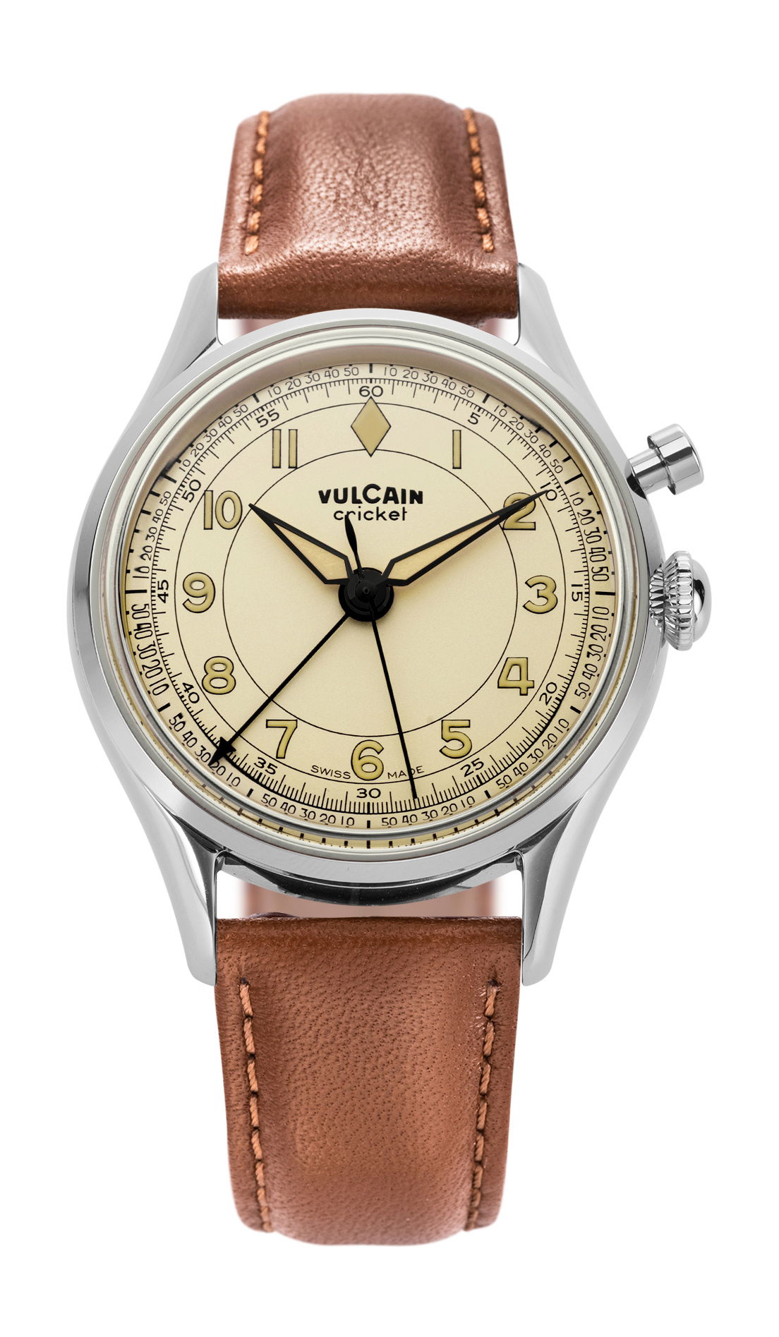 Vulcain Cricket Classique 39 Eggshell Plain Brown