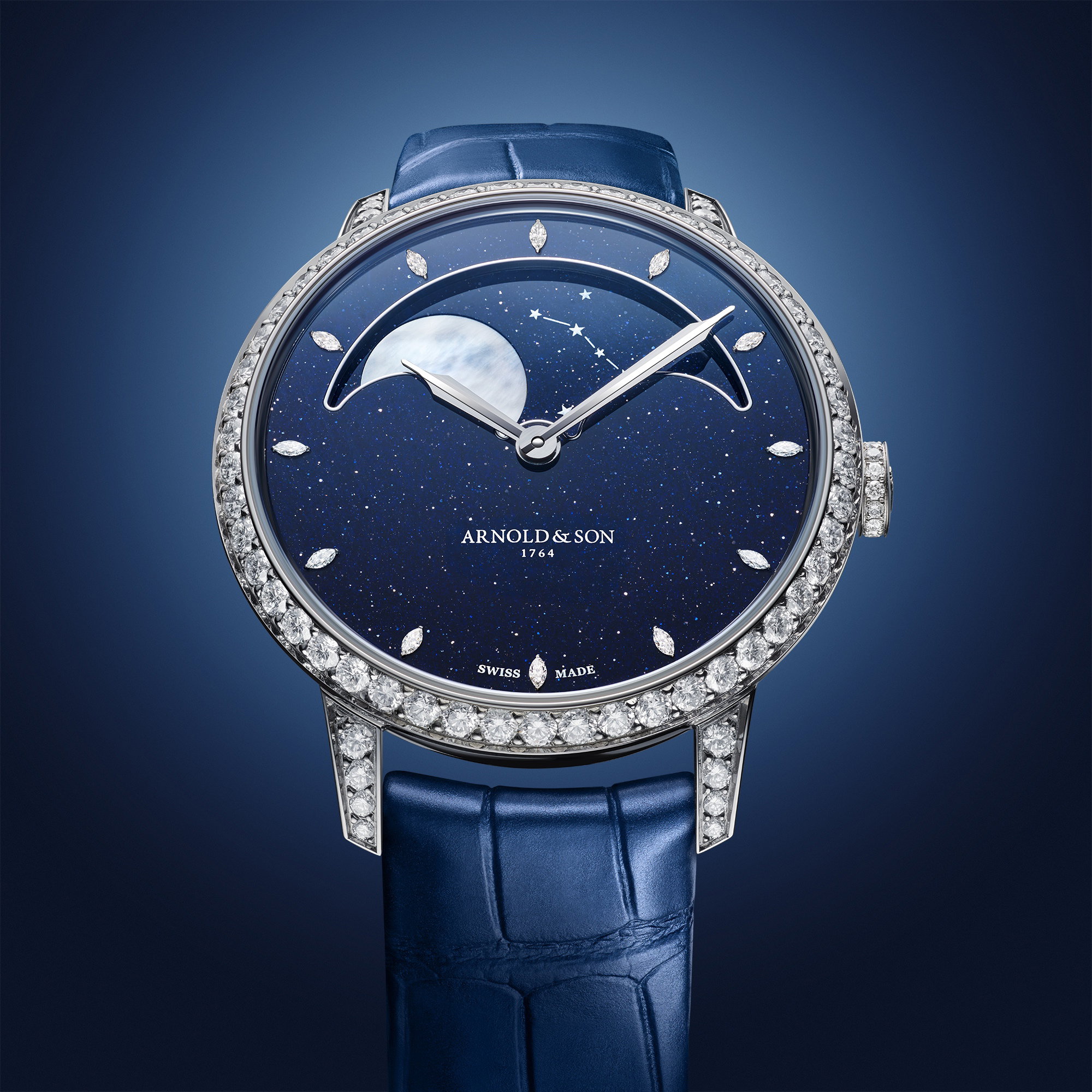 Arnold & Son Perpetual Moon 38 White Gold Aventurine
