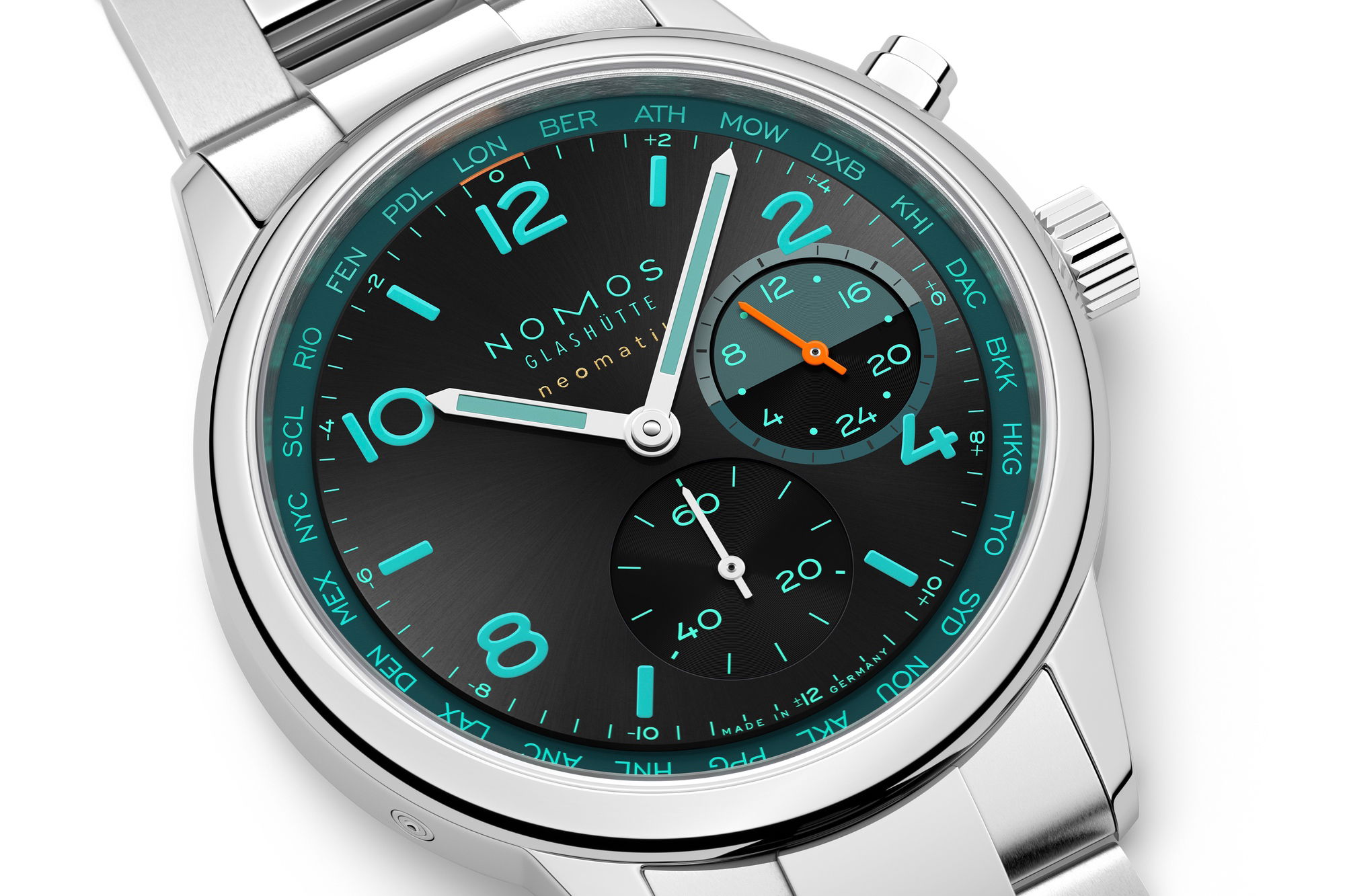 Nomos Glashütte Club Sport neomatik Worldtimer Trace