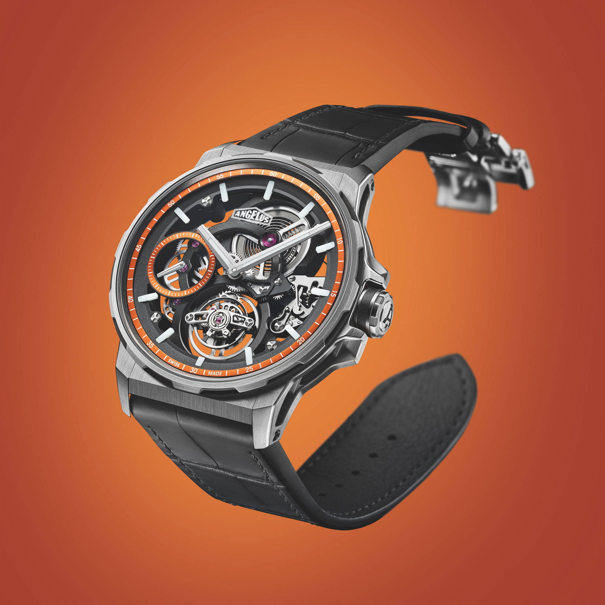 Angelus Flying Tourbillon Skeleton Titanium Orange Edition