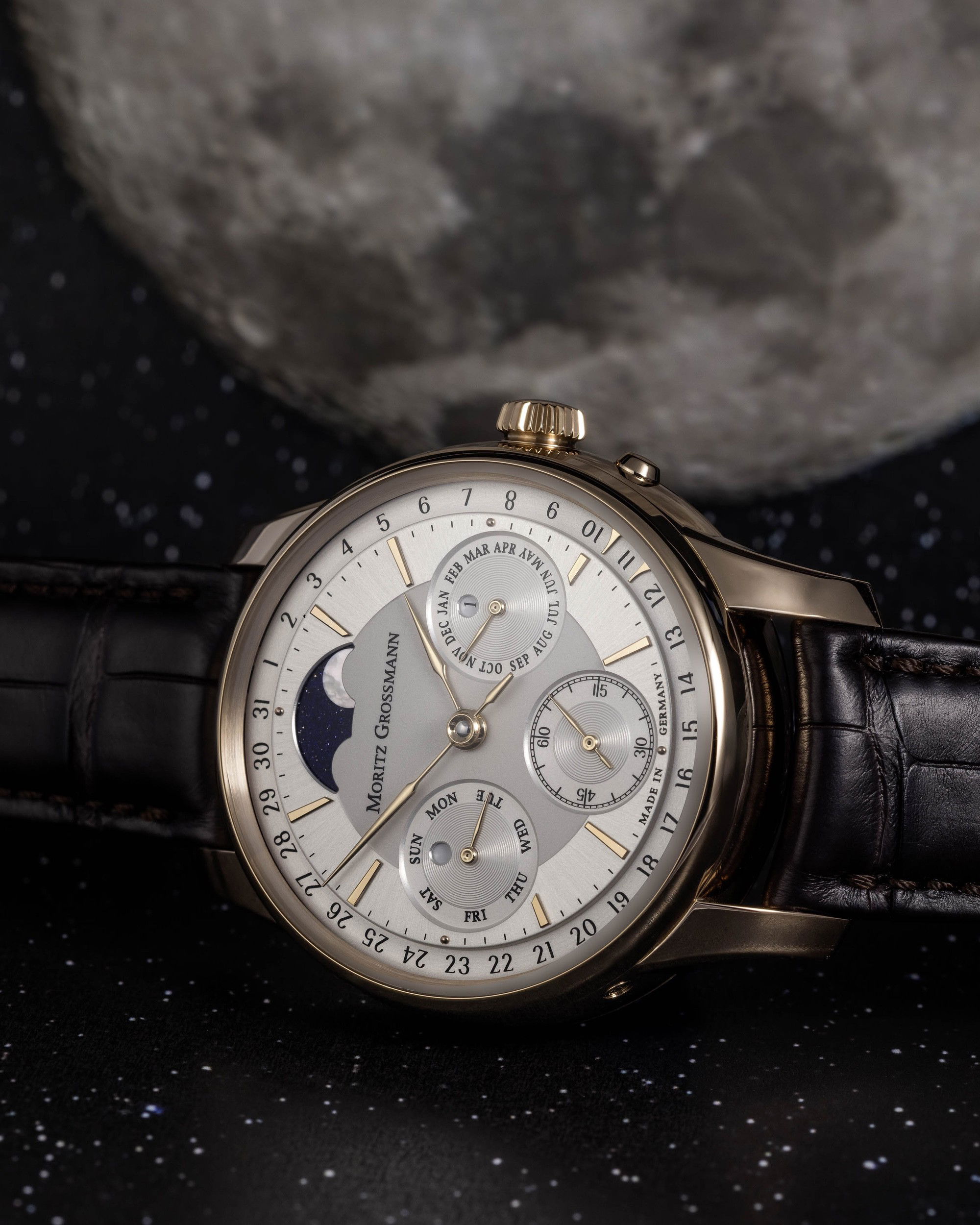 Moritz Grossmann Perpetual Calendar Rose Gold Argenté