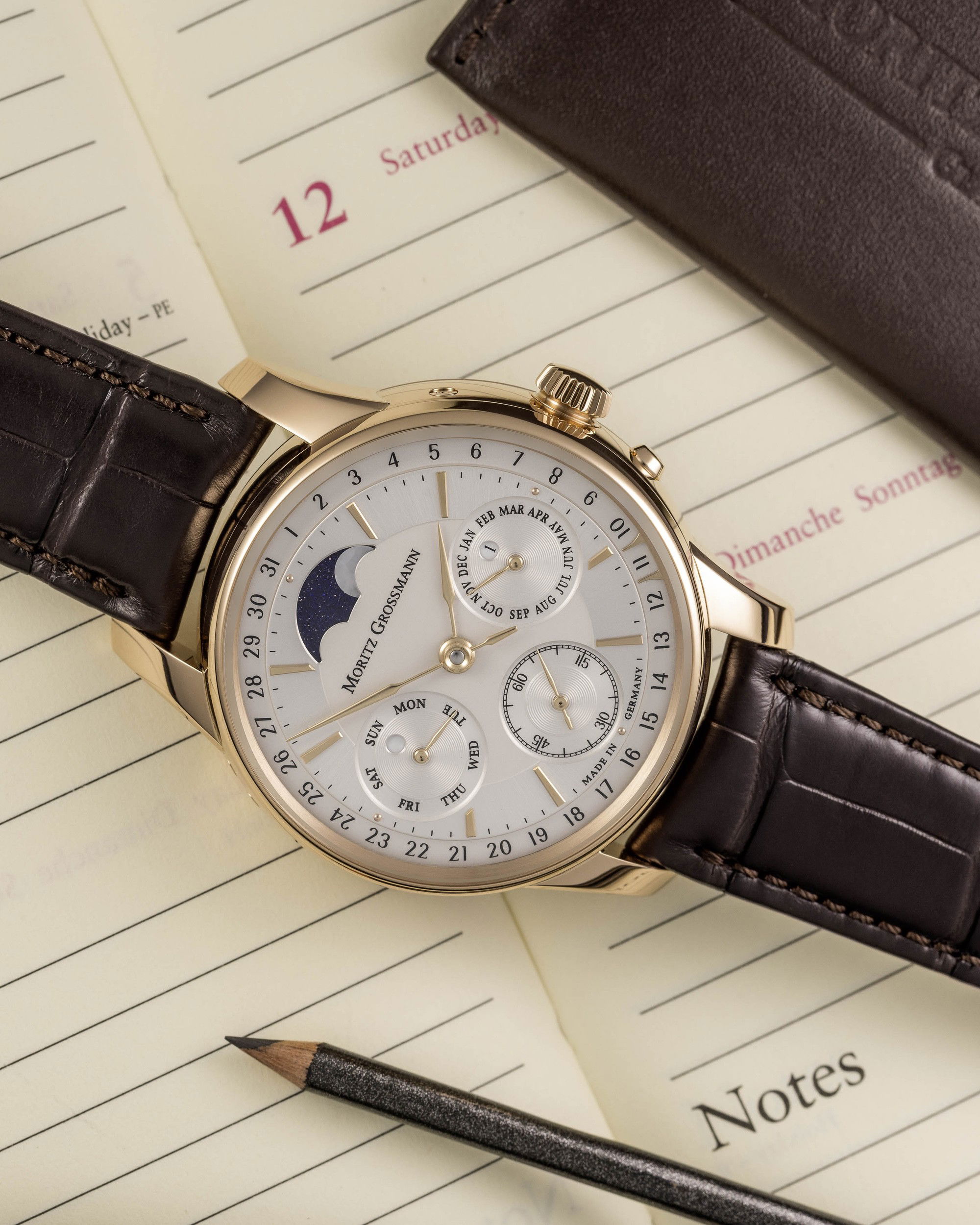 Moritz Grossmann Perpetual Calendar Rose Gold Argenté