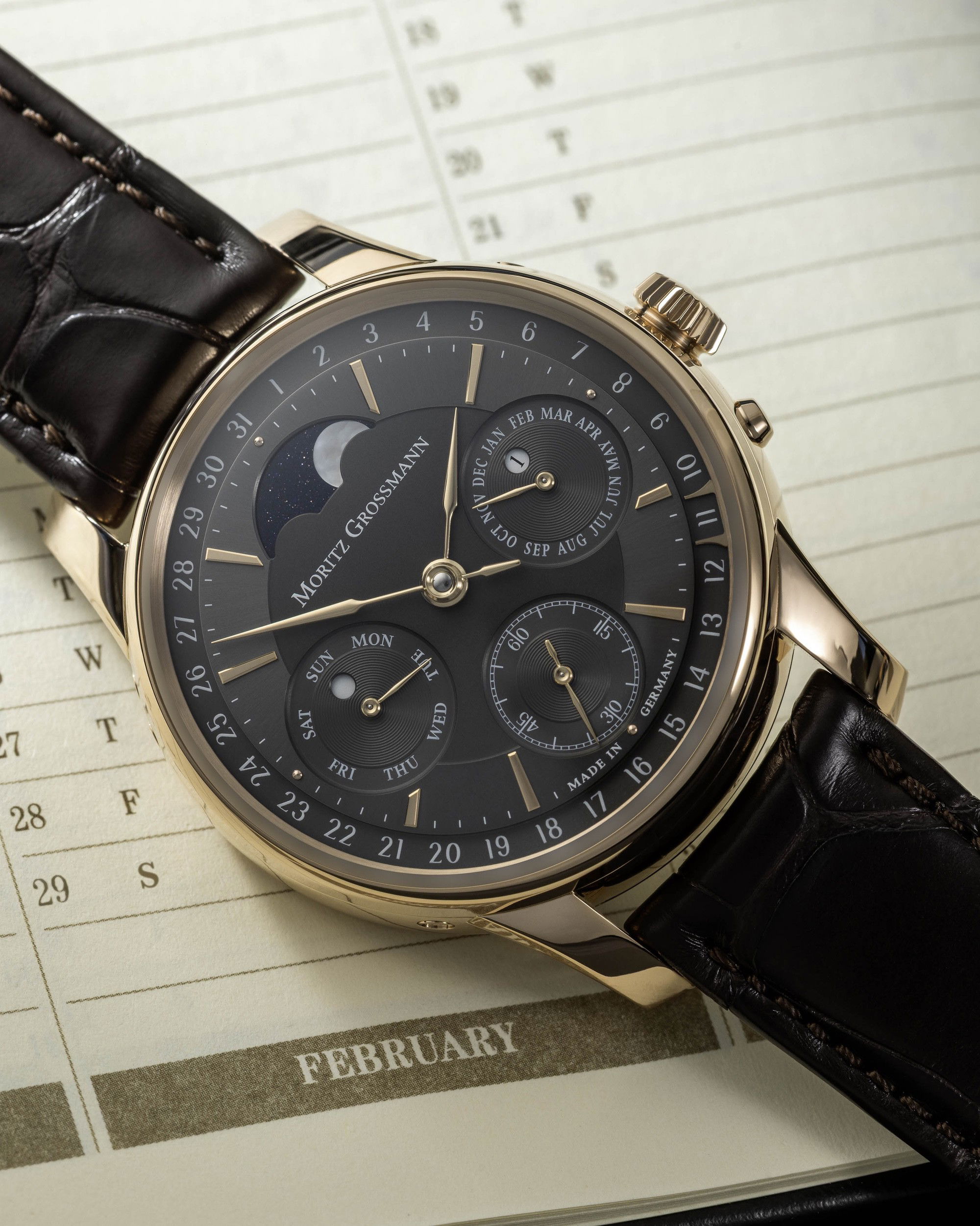 Moritz Grossmann Perpetual Calendar Rose Gold Charcoal