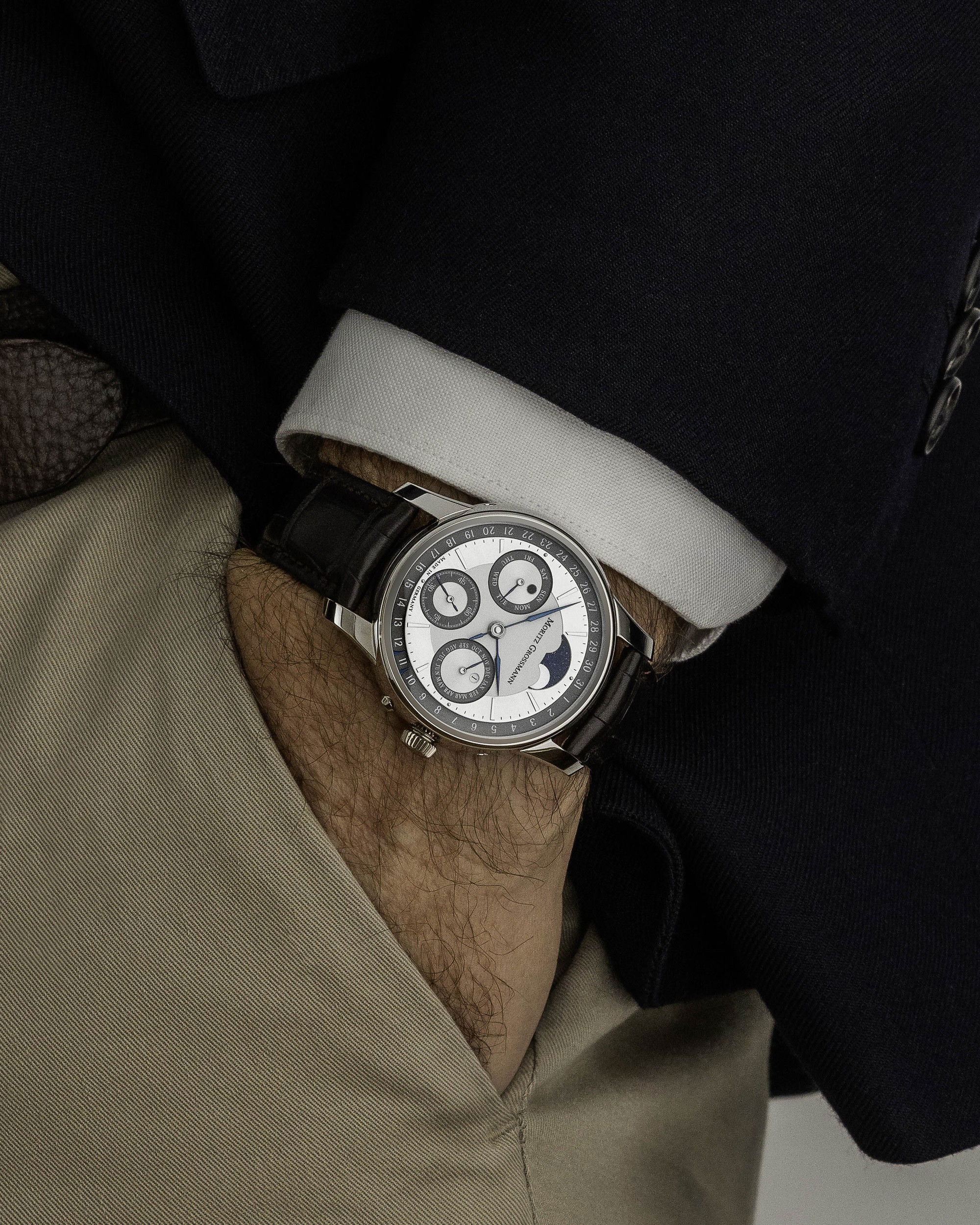 Moritz Grossmann Perpetual Calendar Platinum Argenté