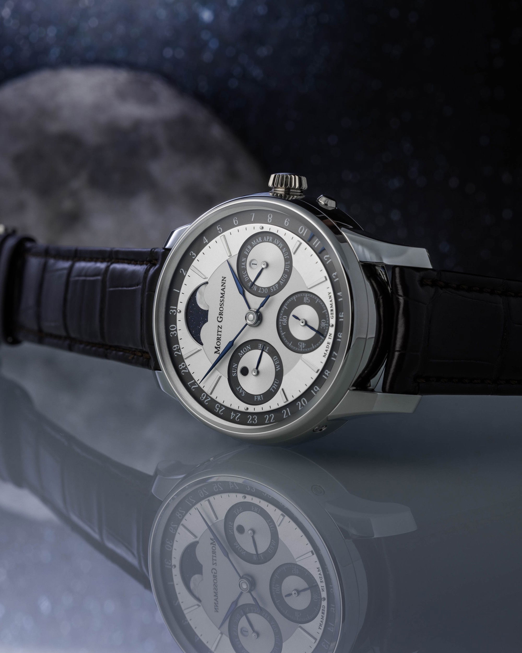 Moritz Grossmann Perpetual Calendar Platinum Argenté