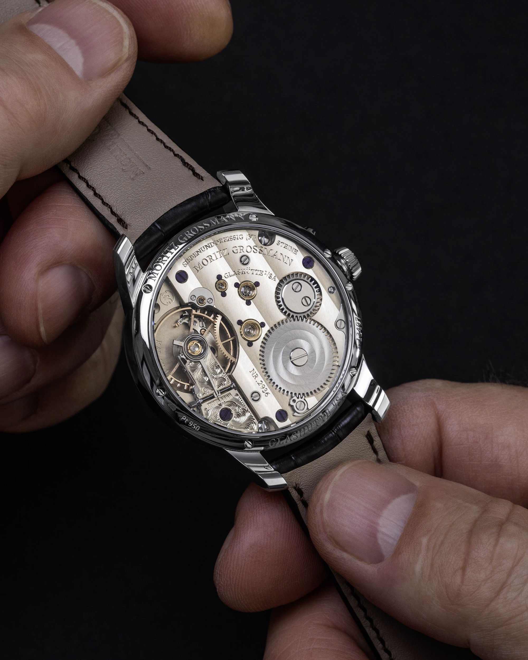 Moritz Grossmann Perpetual Calendar Platinum Argenté