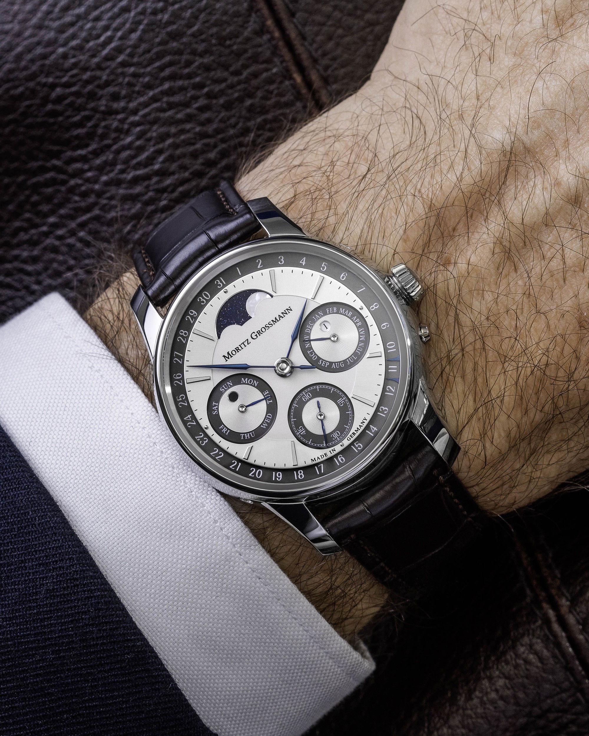 Moritz Grossmann Perpetual Calendar Platinum Argenté