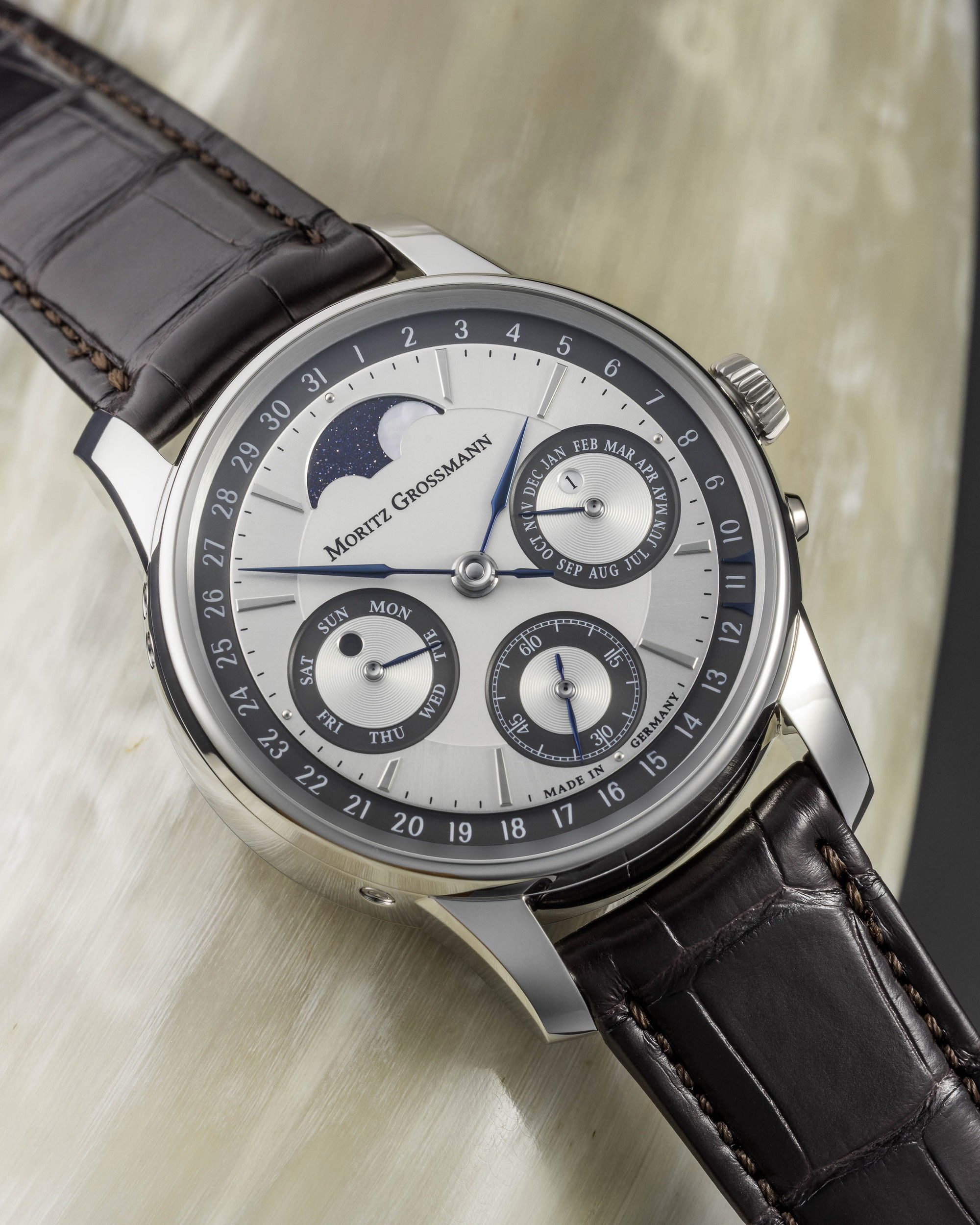 Moritz Grossmann Perpetual Calendar Platinum Argenté