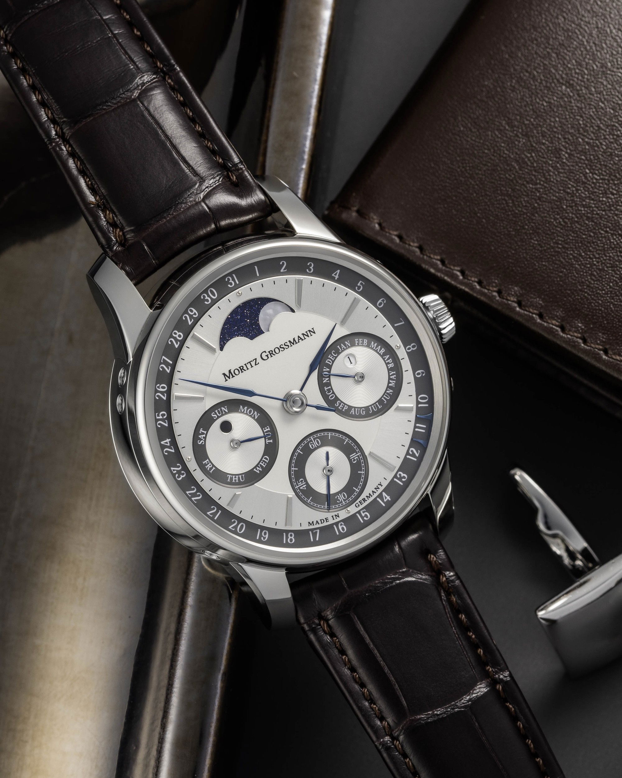 Moritz Grossmann Perpetual Calendar Platinum Argenté