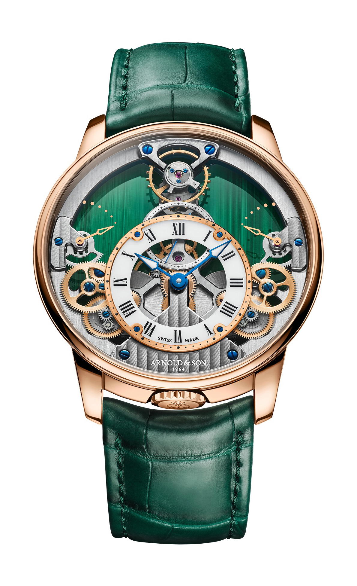 Arnold & Son Time Pyramid 42.5 Red Gold Malachite Edition