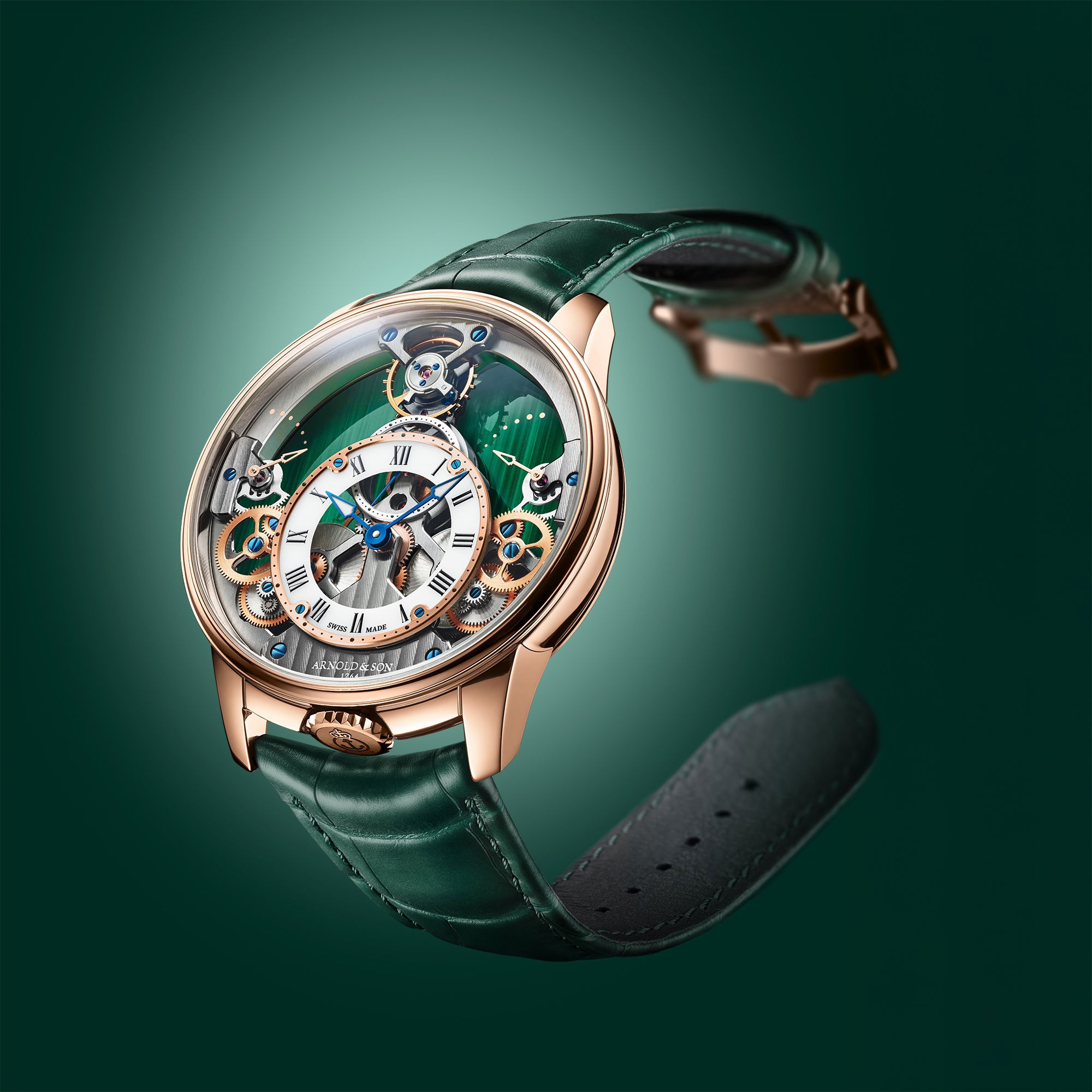 Arnold &amp; Son Time Pyramid 42.5 Red Gold Malachite Edition