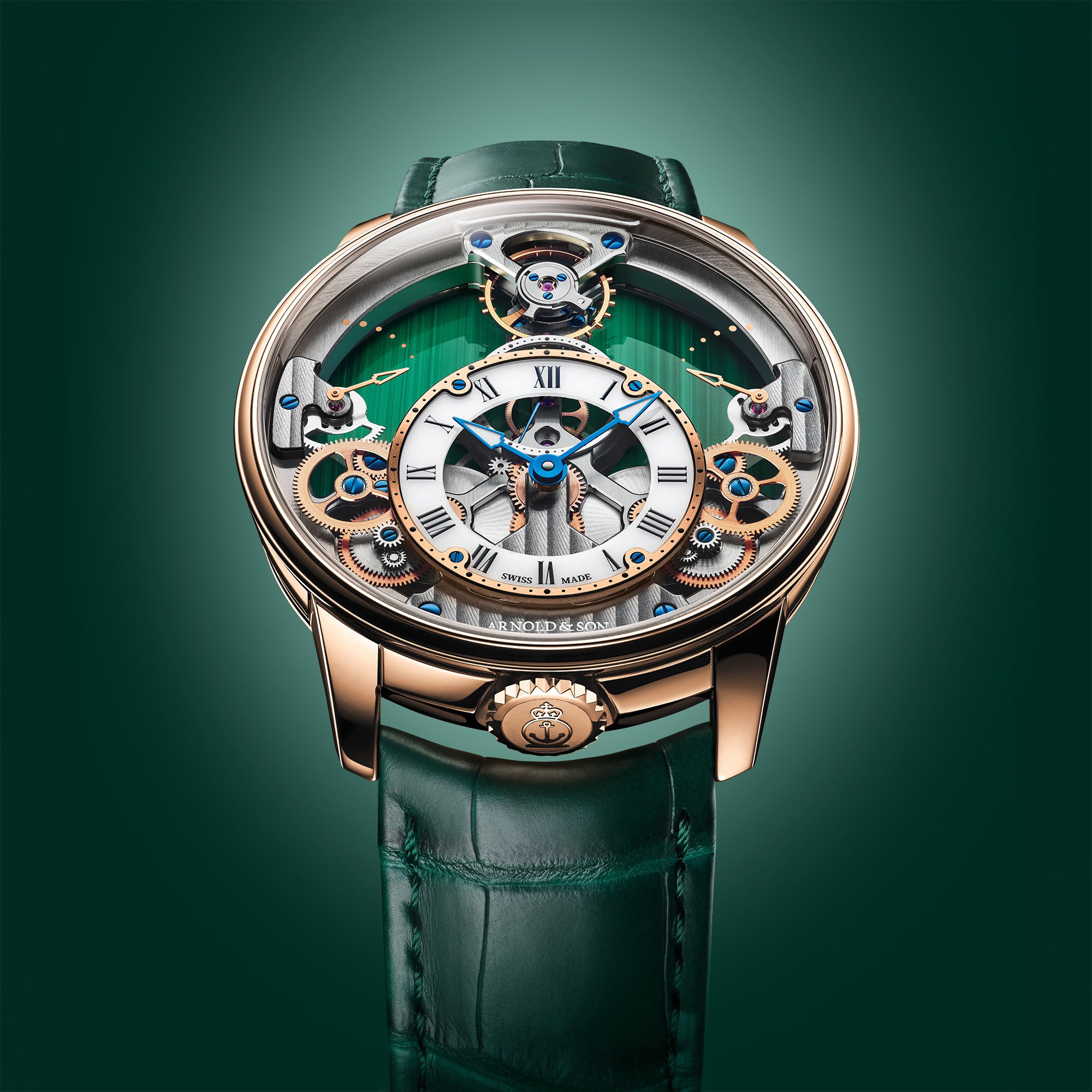Arnold &amp; Son Time Pyramid 42.5 Red Gold Malachite Edition