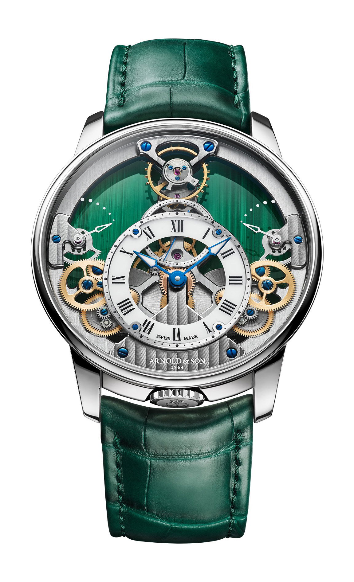Arnold &amp; Son Time Pyramid 42.5 Platinum Malachite Edition