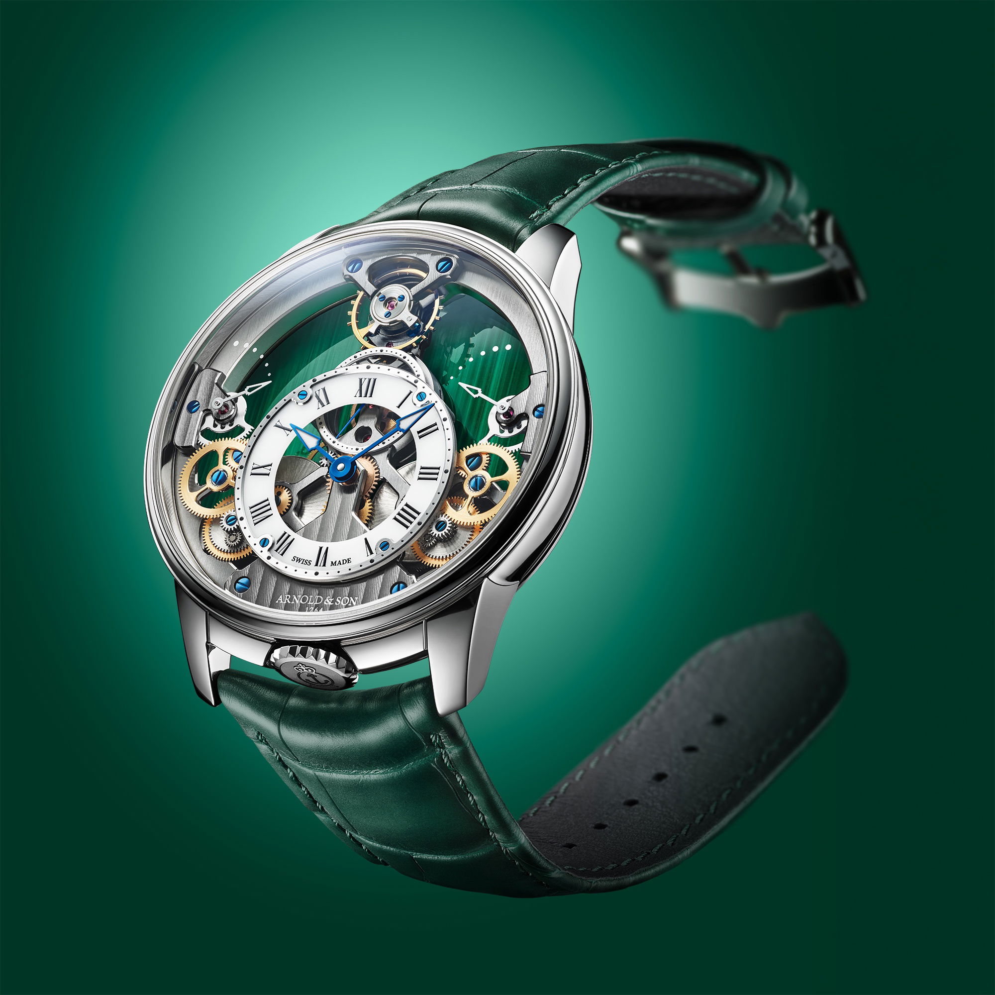 Arnold &amp; Son Time Pyramid 42.5 Platinum Malachite Edition