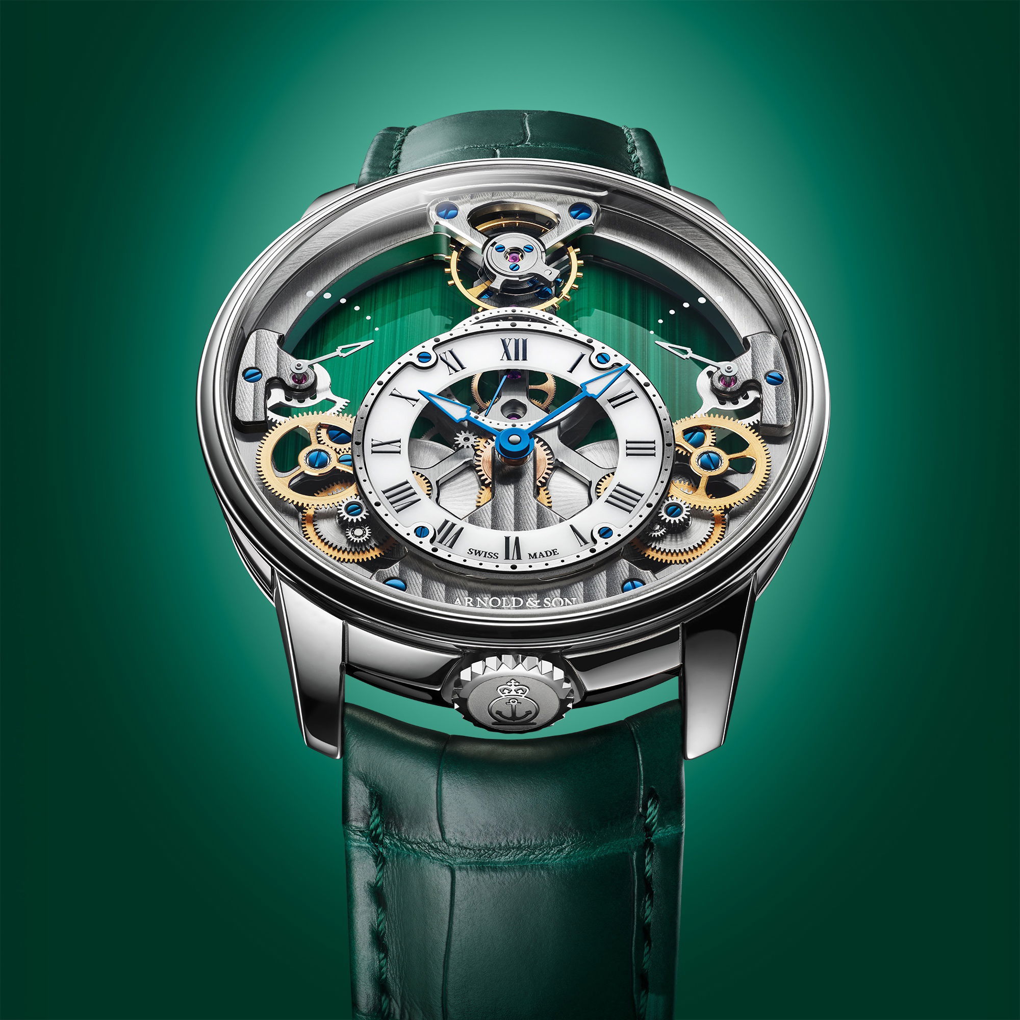 Arnold &amp; Son Time Pyramid 42.5 Platinum Malachite Edition