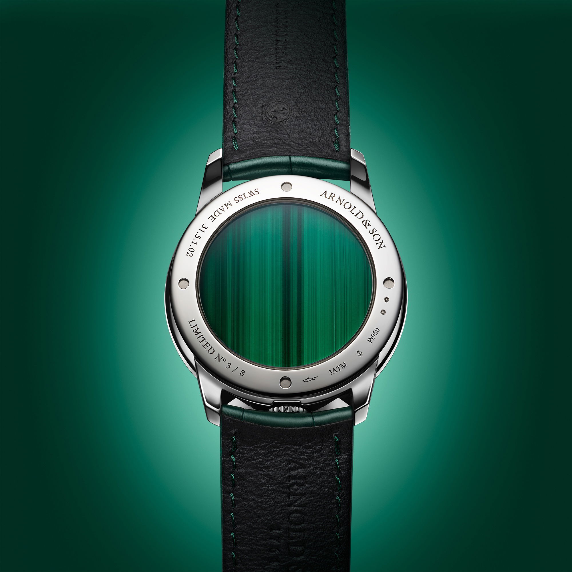 Arnold &amp; Son Time Pyramid 42.5 Platinum Malachite Edition