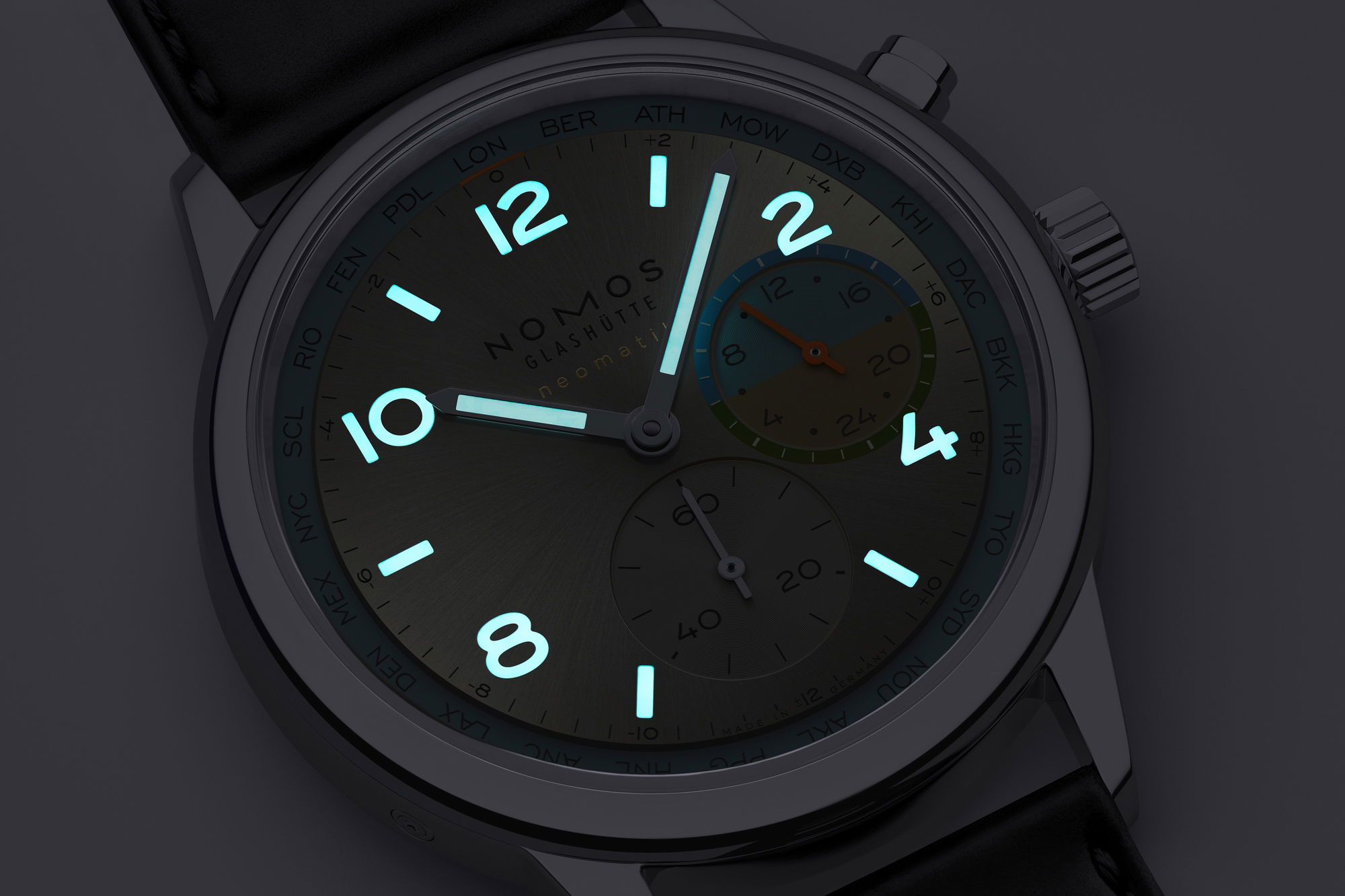 Nomos Glashütte Club Sport neomatik Worldtimer Roam