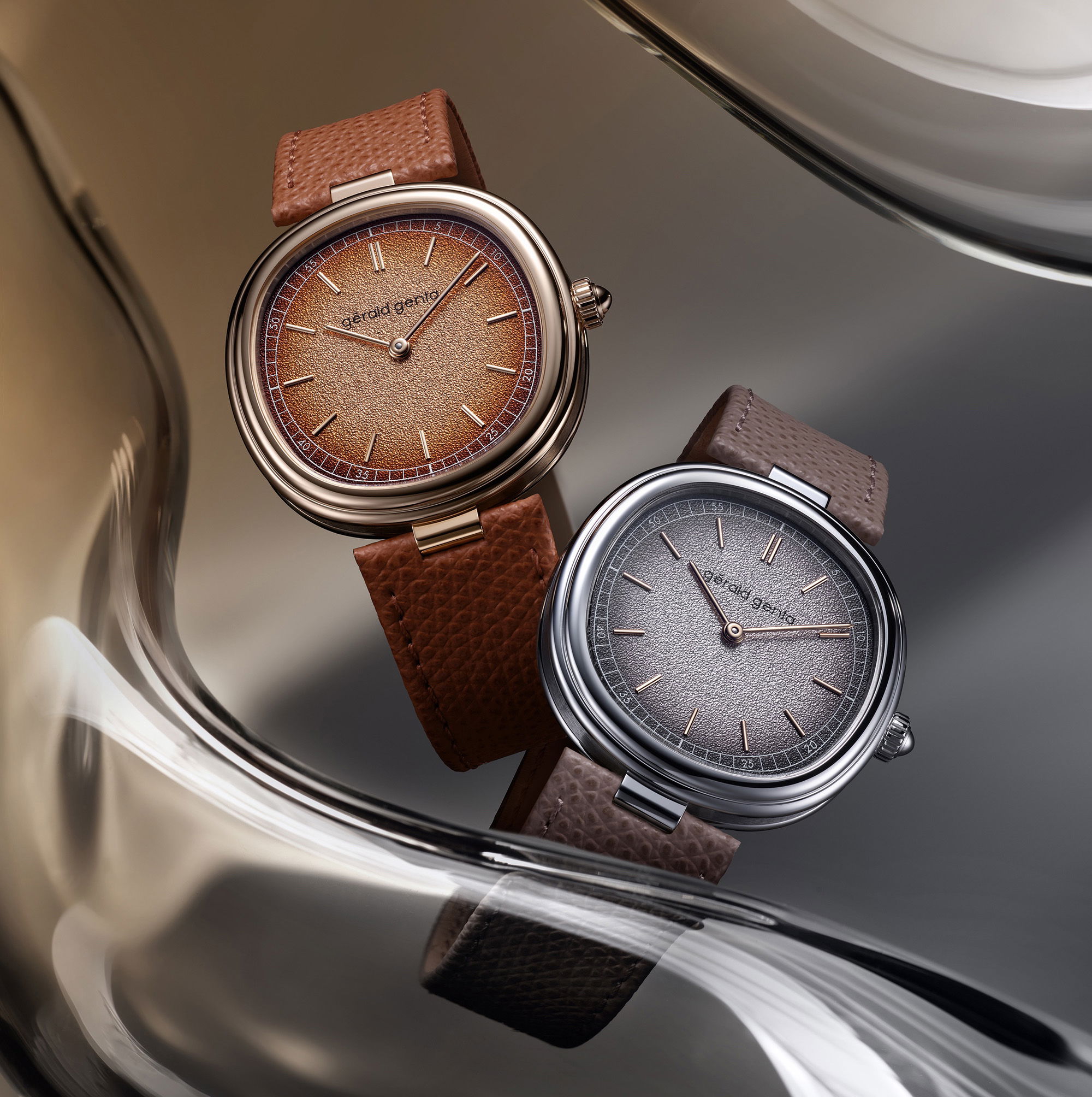 Gerald Genta Geneva Time Only Marrone