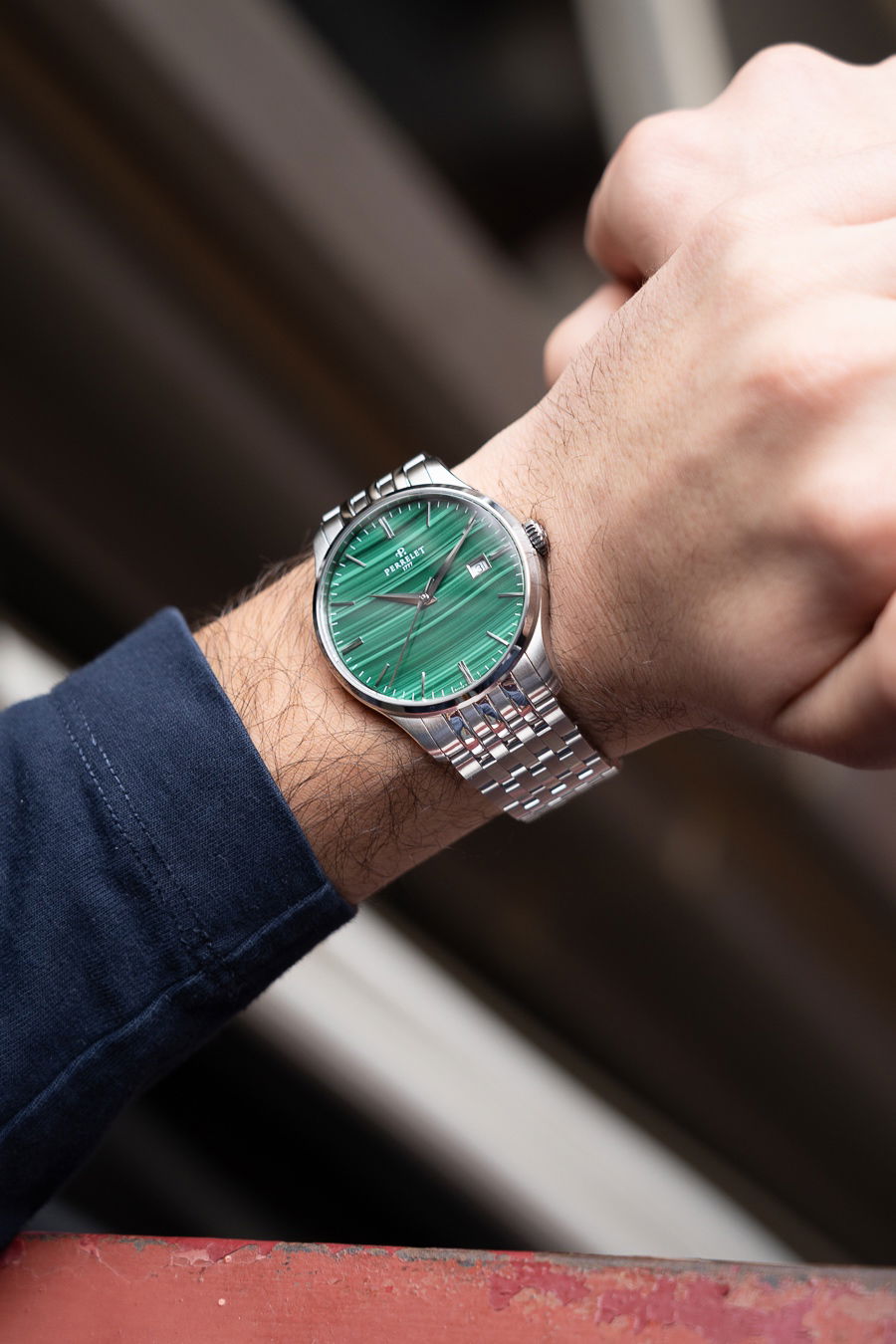 Perrelet Weekend 3 Hands Malachite – A1300/K – $1,815